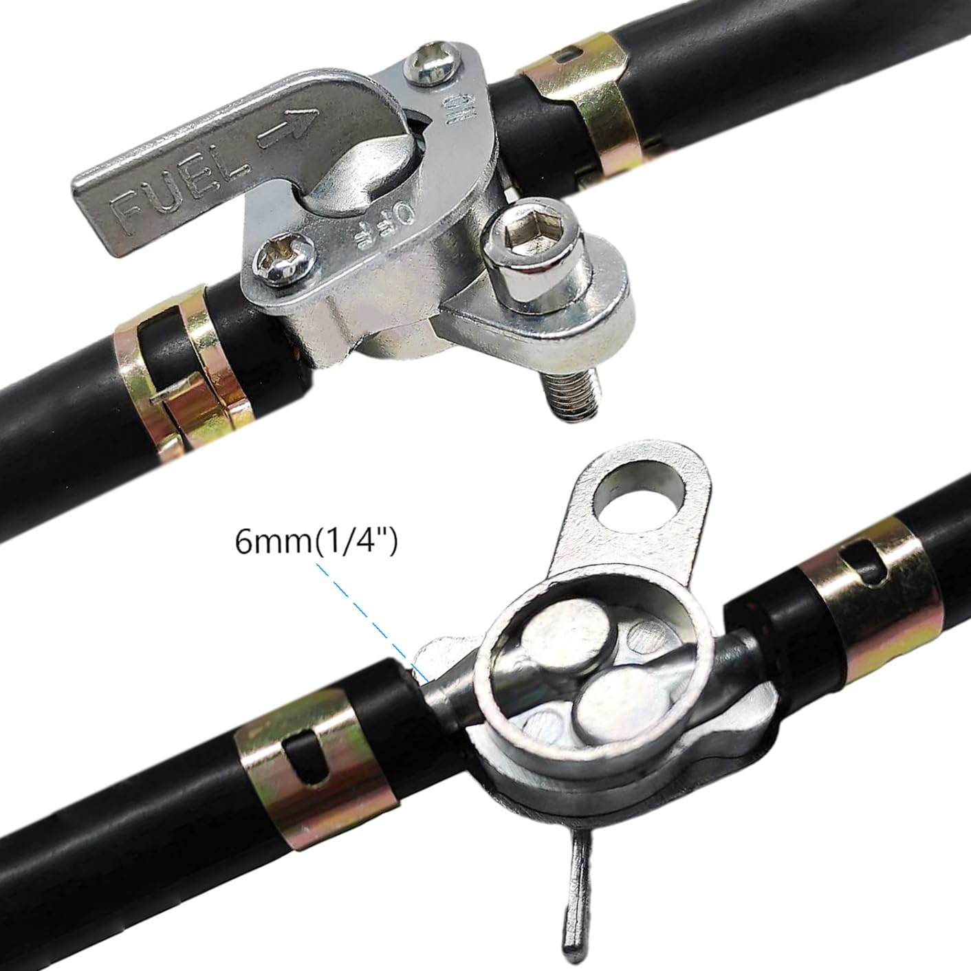 Earlyred 6mm Gas Fuel Tank Tap Valve Petcock Shut Off Switch Inline for 50cc 70cc 90cc 100cc 110cc 125cc Scooter Pit Quad Mini D