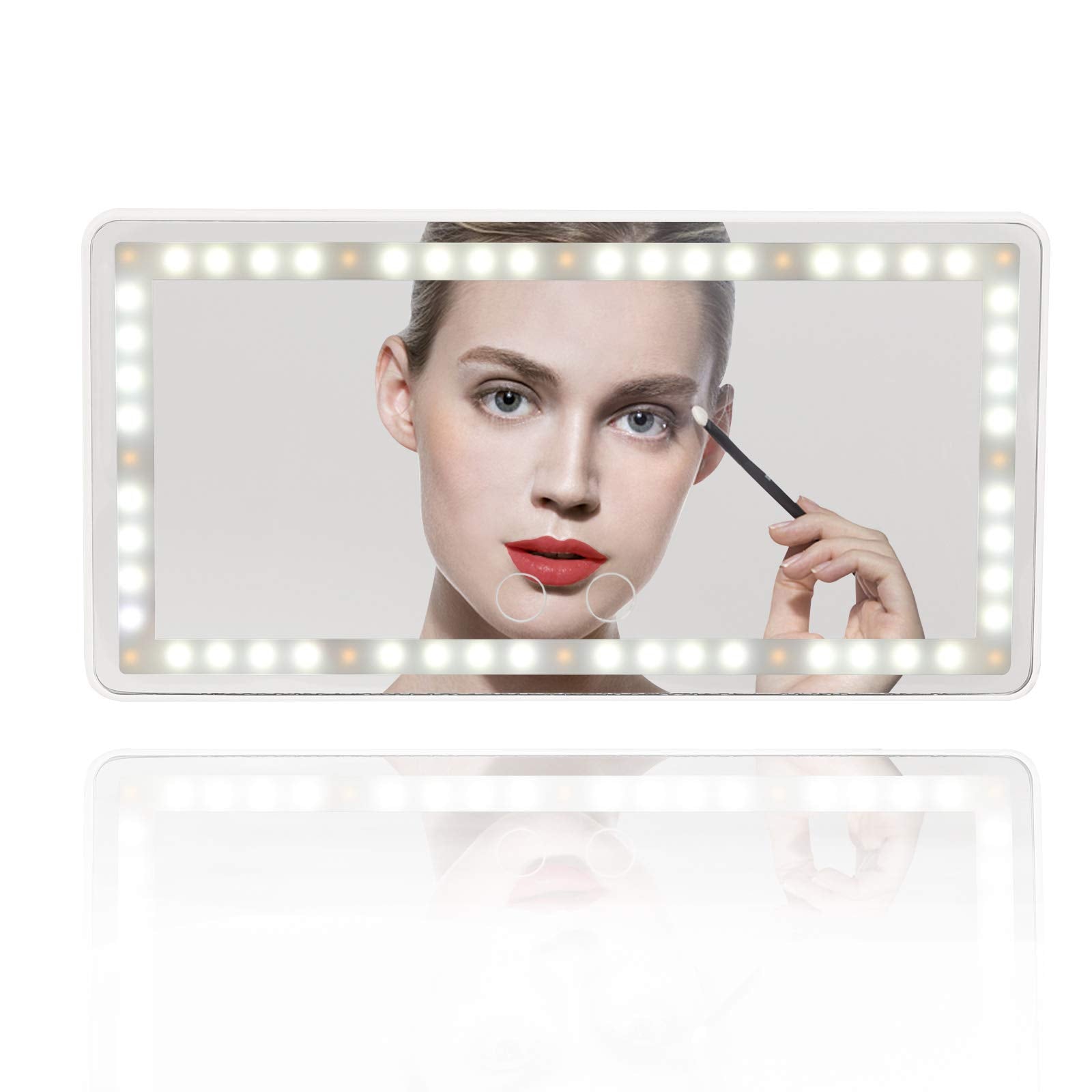 Car Sun Visor Vanity Mirror With 60 Leds & 3 Light Modes - Rechargeable Dimmable Touch Screen, Universal Fit For Car Truck Suv, Lighted Makeup Mirror Accessories For Women Girls (White)