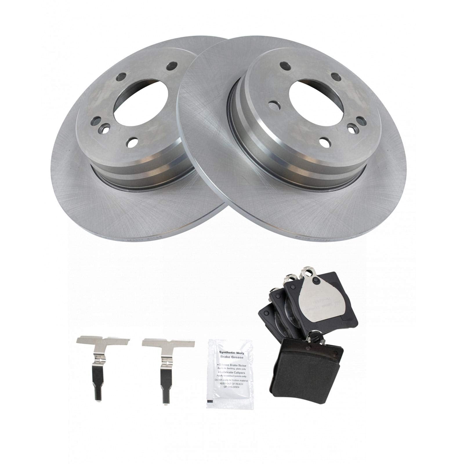 Trq Brake Pad & Rotor Rear Ceramic Kit Set For Mercedes Benz