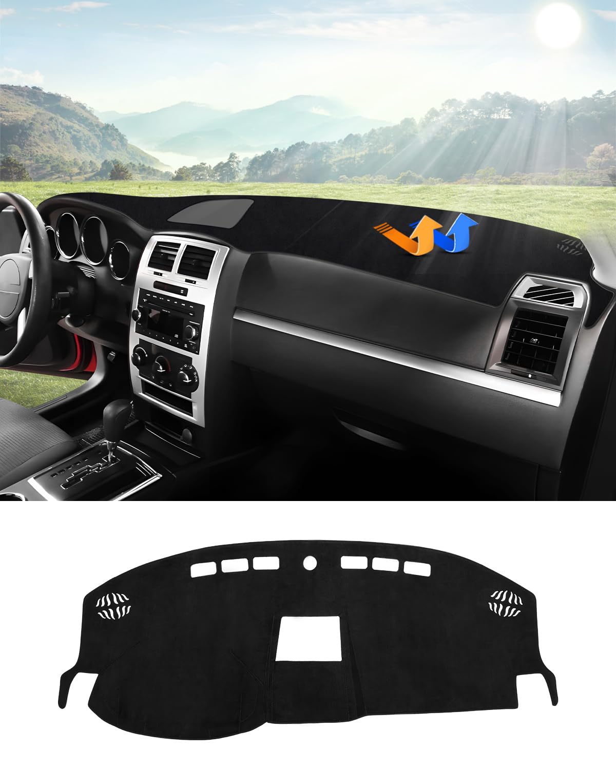 Autorder Dashboard Cover Mat For 2008 2009 2010 Dodge Charger Accessories Dash Cover Flannel Dash Mat Sunshade Glare Uv Rays Pro