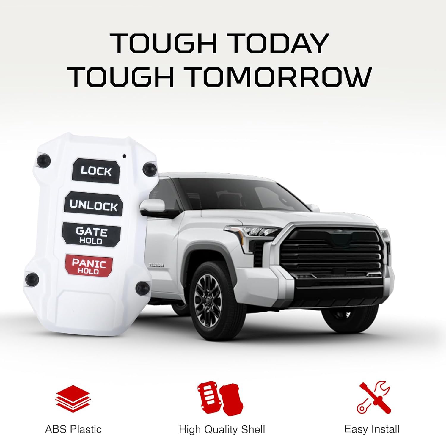 Ajt Design Replacement Keyfob Compatible With Toyota Tacoma (2024+), Tundra (2022+) & Sequoia (2023+) | Custom Made In Usa - Whi