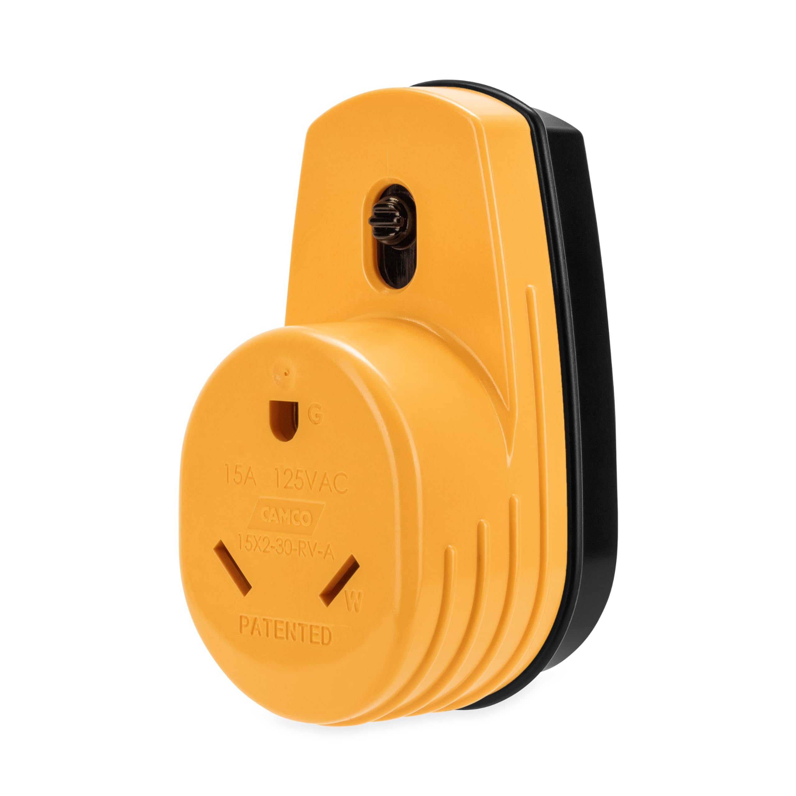 Camco Powergrip Rv Two-Plug 15-Amp To Single 30-Amp Adapter 125 V/1875 W (55225), Yellow
