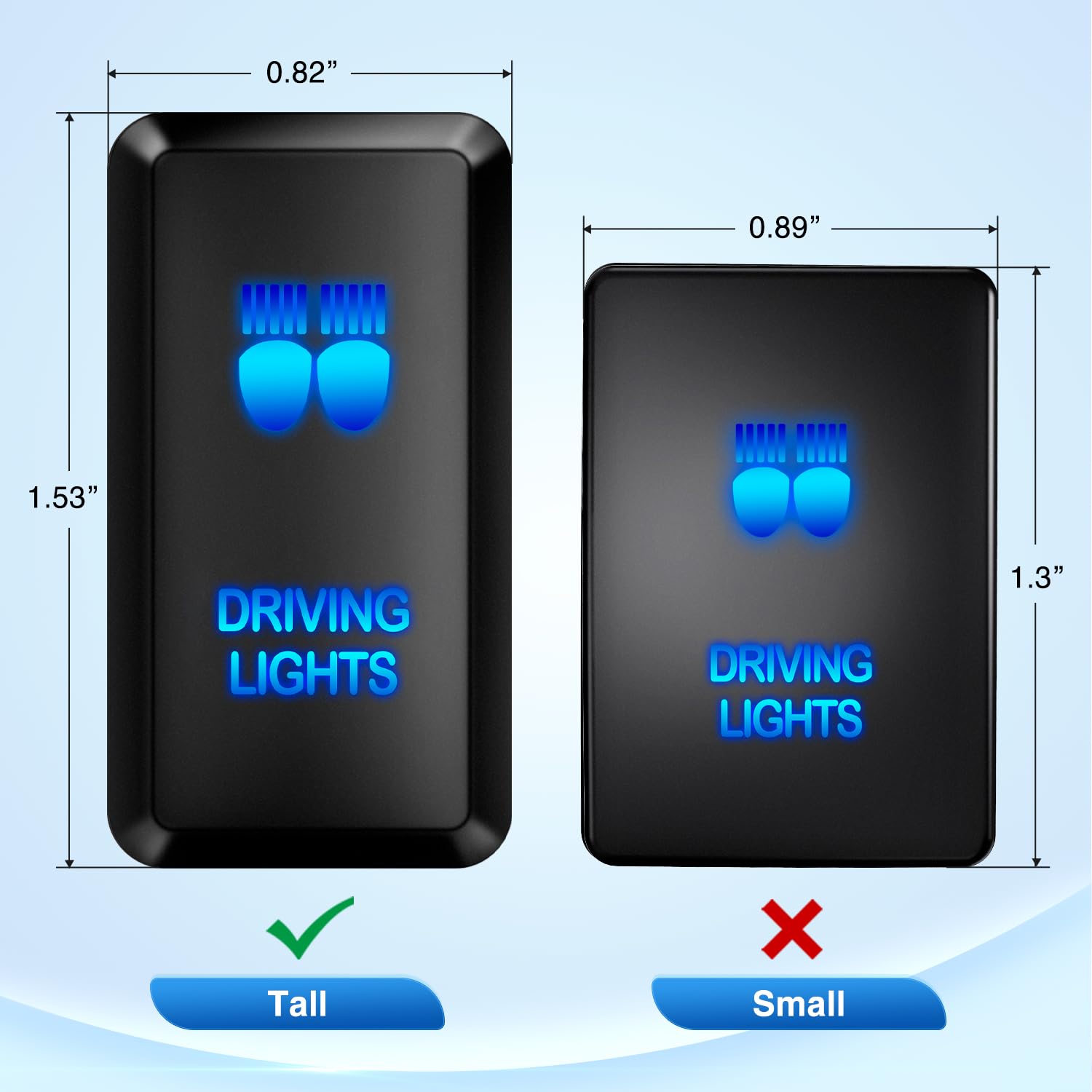 Nilight Driving Lights Push Button Switch 12V On Off Switches With Connector Wire Kit 1.54'' X 0.83'' Replacement For Toyota Fj