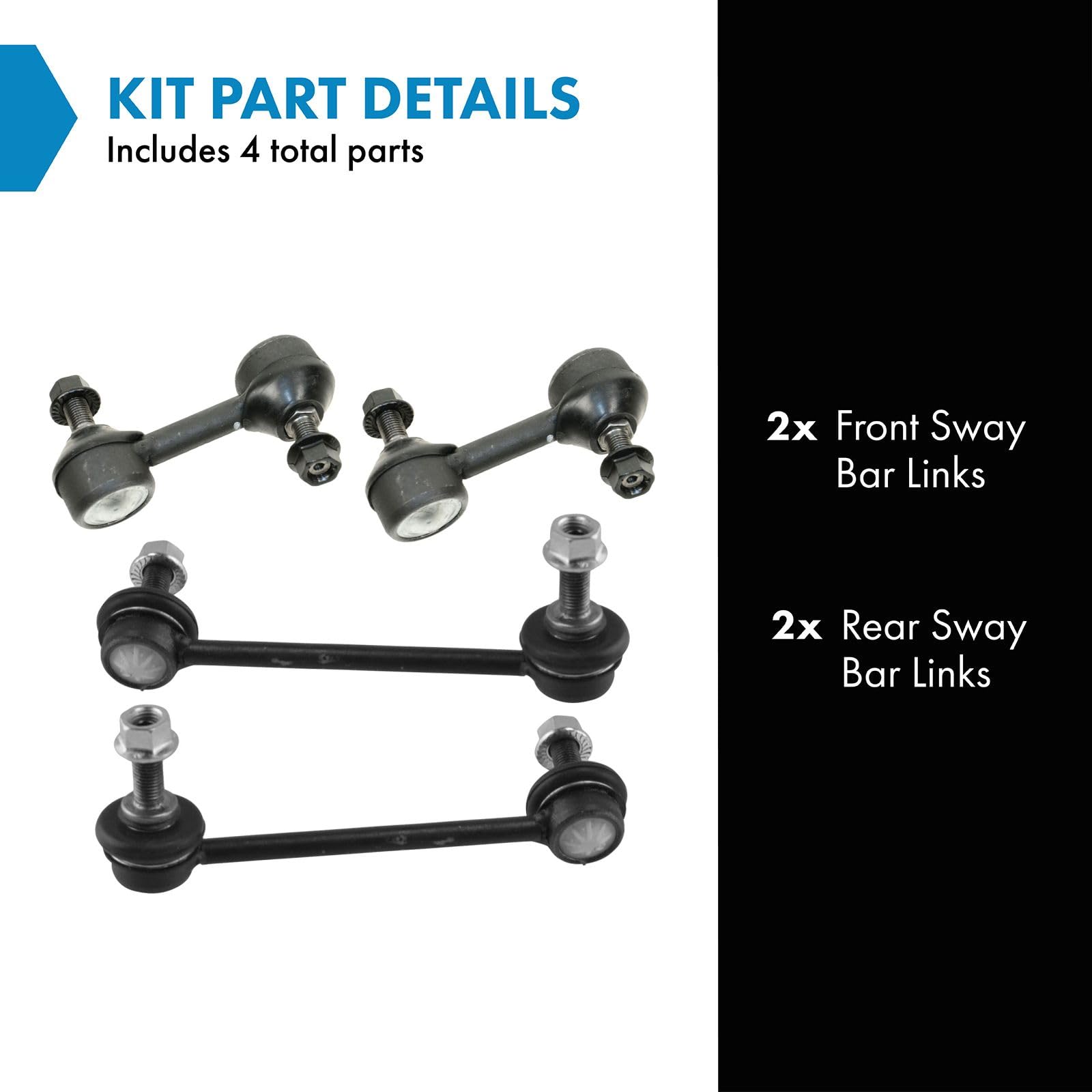 Trq Front & Rear Sway Bar Stabilizer Link Set Compatible With 2009-2014 Acura Tsx 2008-2012 Honda Accord