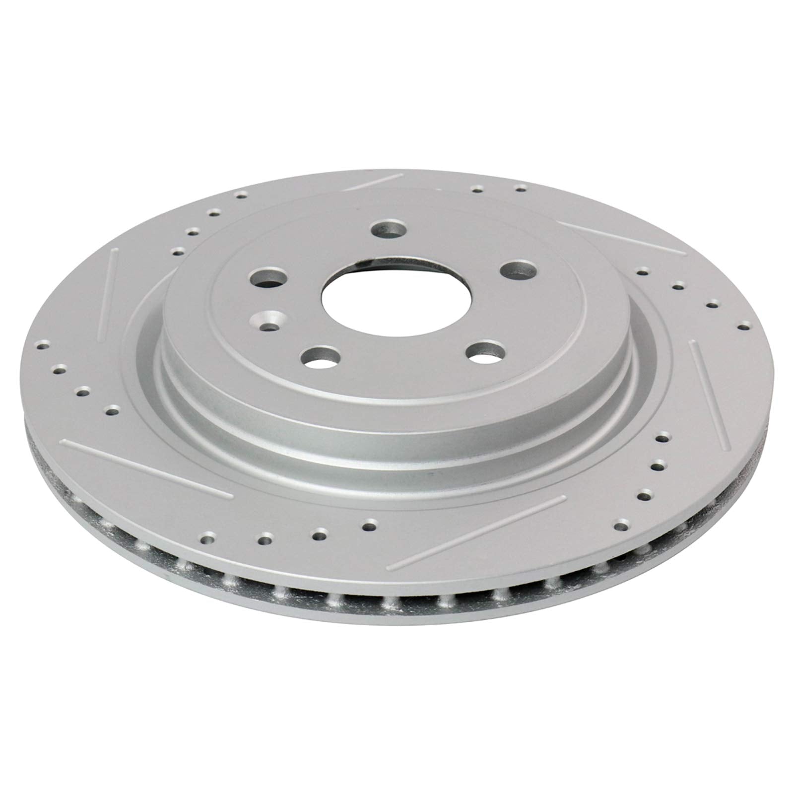 Trq Rear Performance Brake Rotors Set Premium G-Coated Cross Drilled & Slotted Compatible With 2008-2014 Cadillac Cts