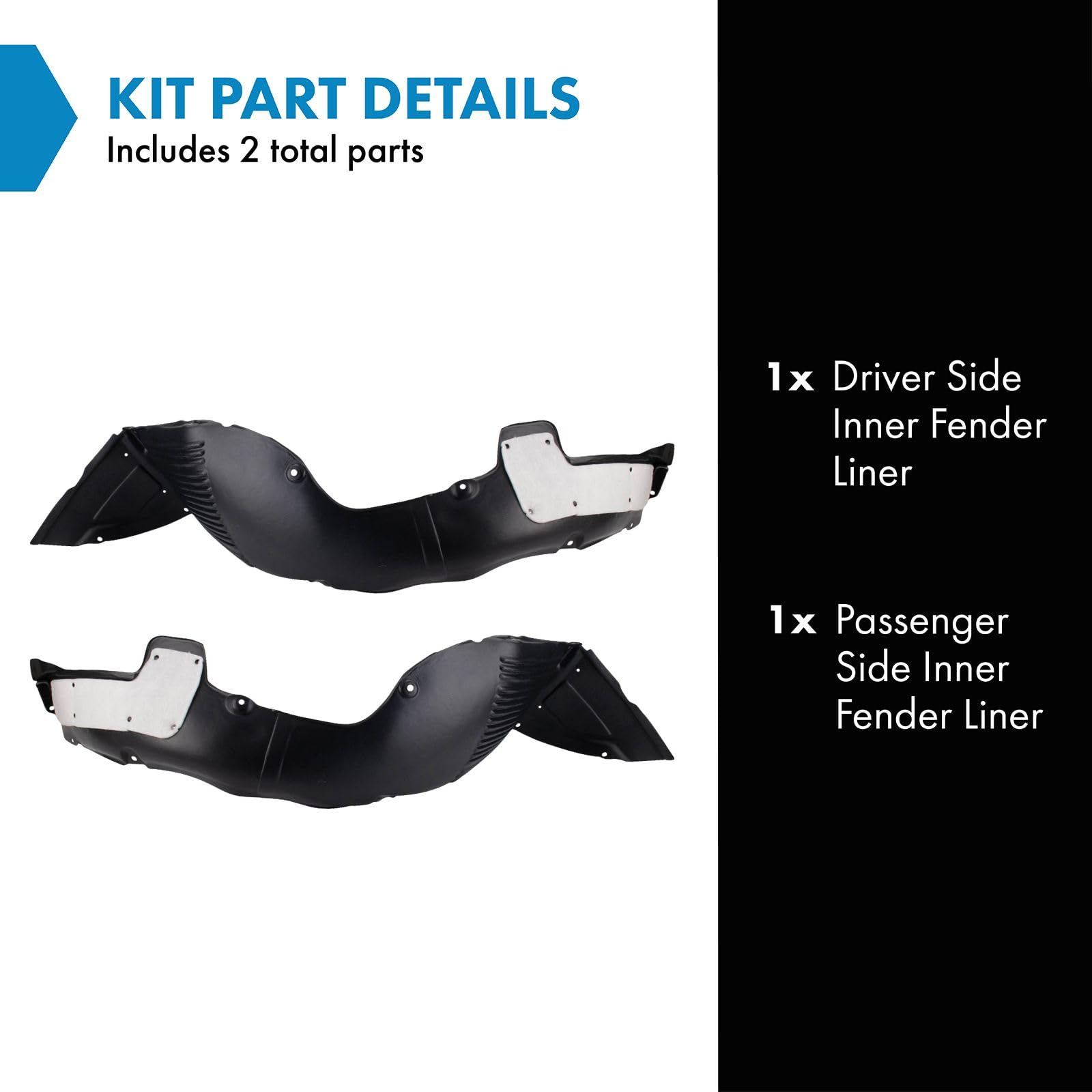 Trq Inner Fender Liner Set Compatible With 2013-2017 Hyundai Elantra Gt Hy1248157 Hy1249157