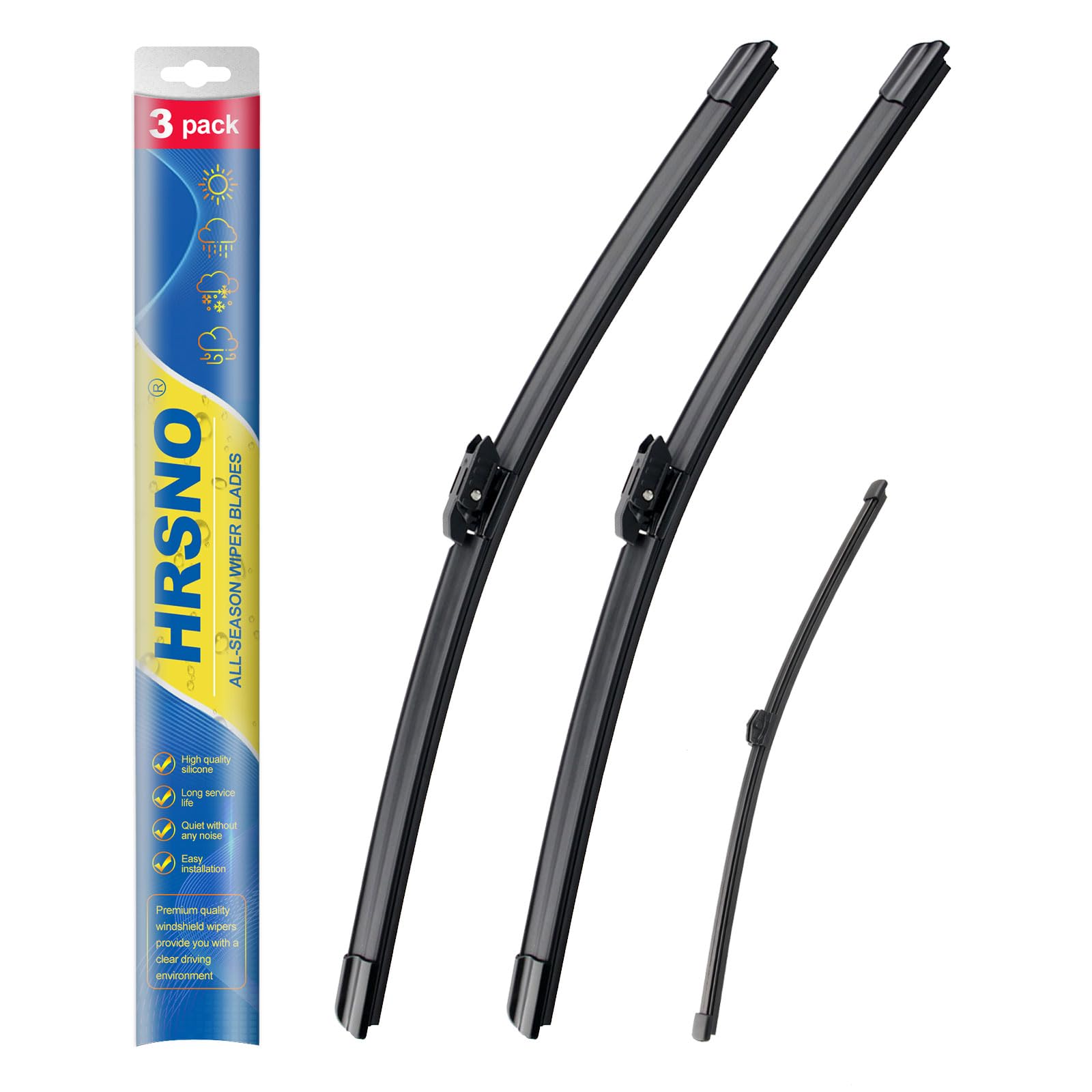 Hrsno 24''+20'' Windshield Wipers With 13'' Rear Wiper Blade Sets Automotive Replacement For Bmw X2 2018-2023,Easy For Installat