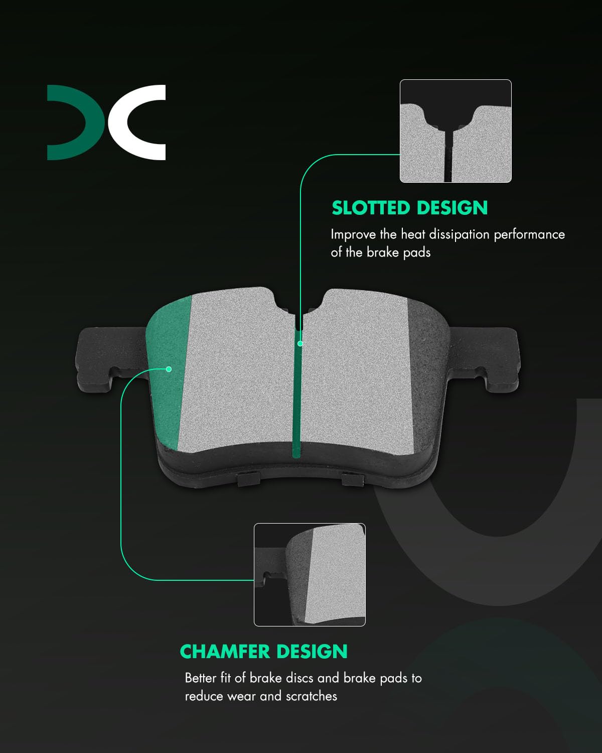 Scitoo Front Disc Brake Pad Set 4Pcs W/Hardware Fit For Bmw 2011 2012 2013 2014 2015 2016 2017 2018 2019 2020 2021