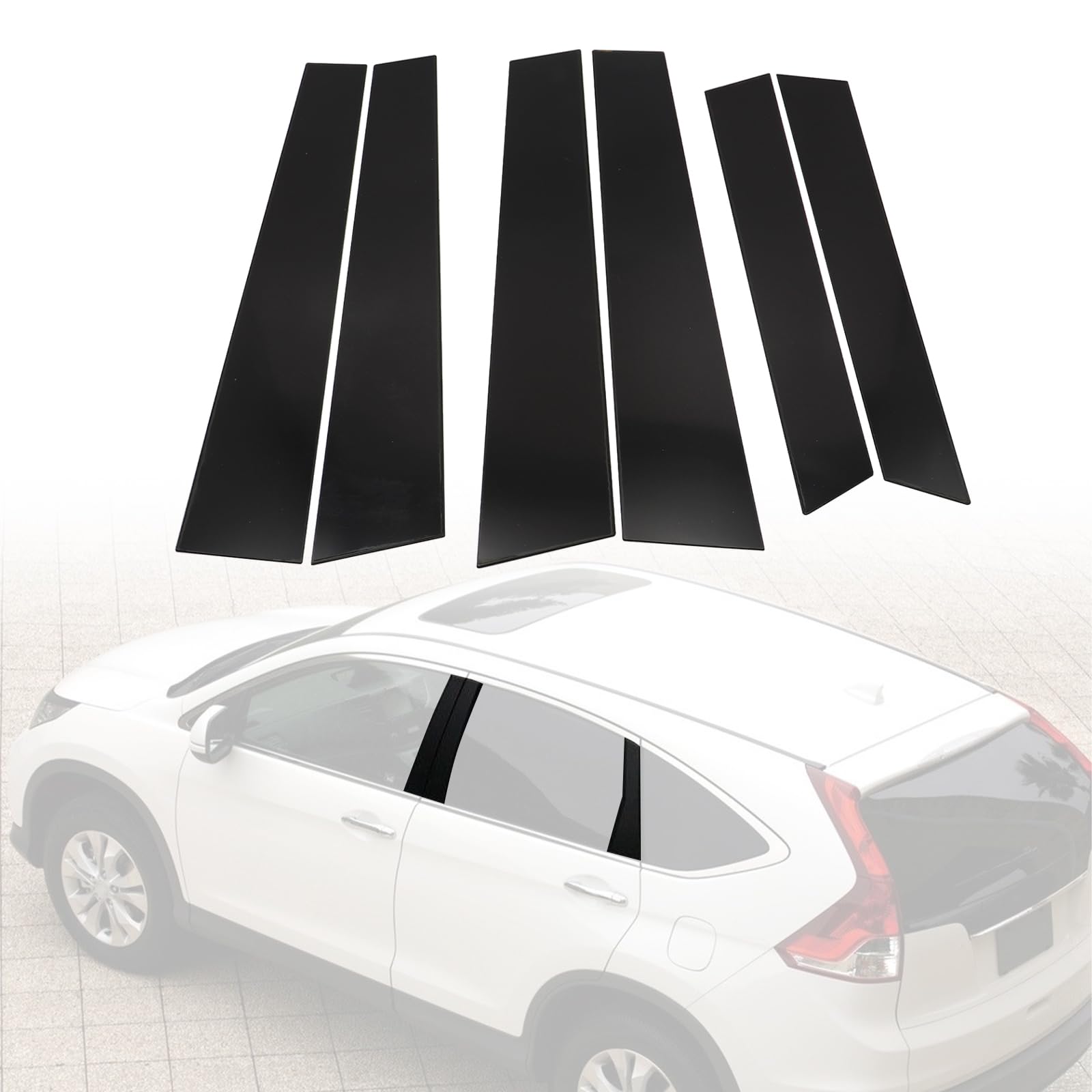 Secosautoparts 6Pcs Black Exterior Door Window Pillar Posts Molding Cover Trim Compatible With Honda Cr-V 2007 2008 2009 2010 2011 Stickers Anti Scratch Window Molding Door Trim