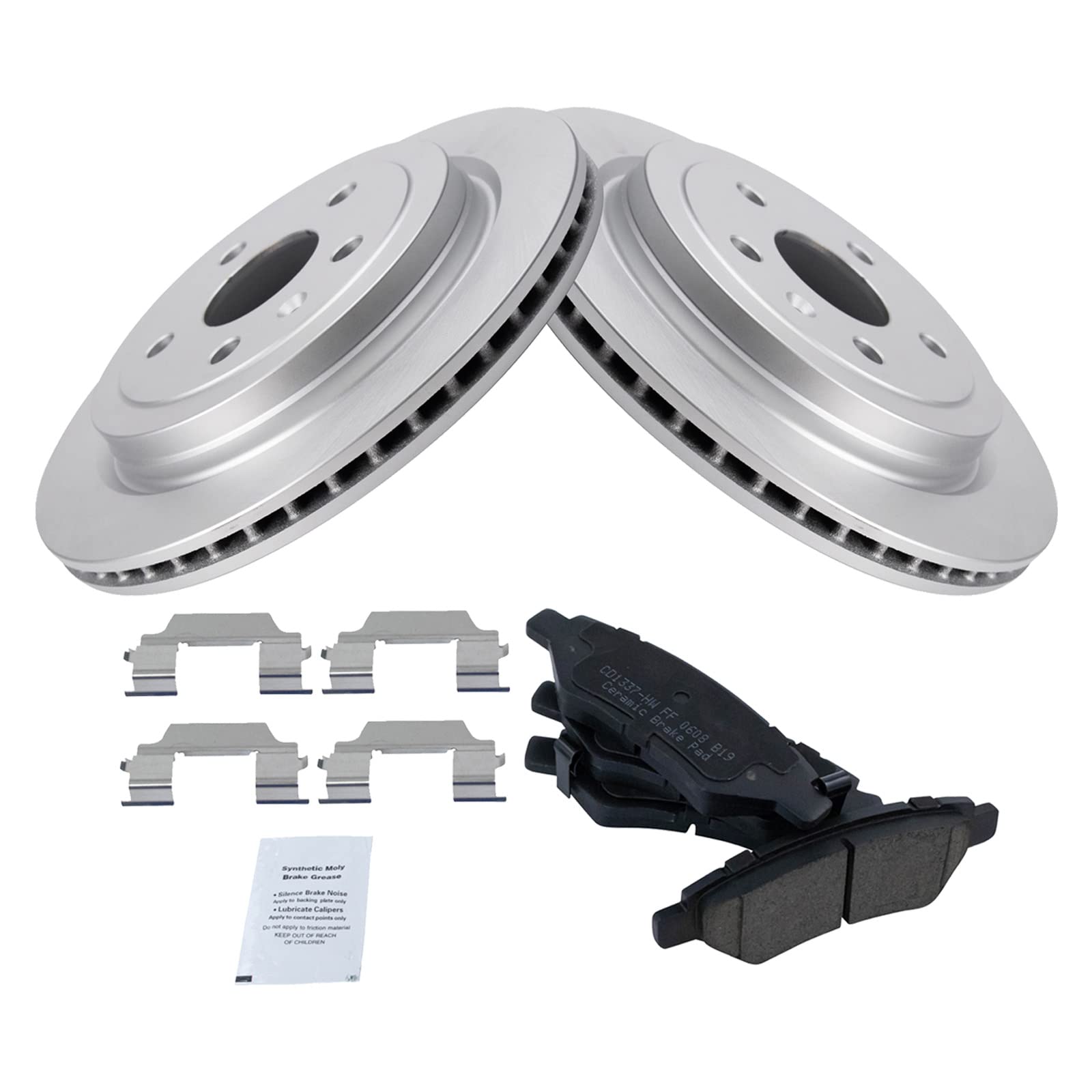 Trq Rear Brake Pad & Rotor Kit Brake Pads Brake Rotor Ceramic Premium G-Coated Compatible With 2008-2014 Cadillac Cts 2010-2015