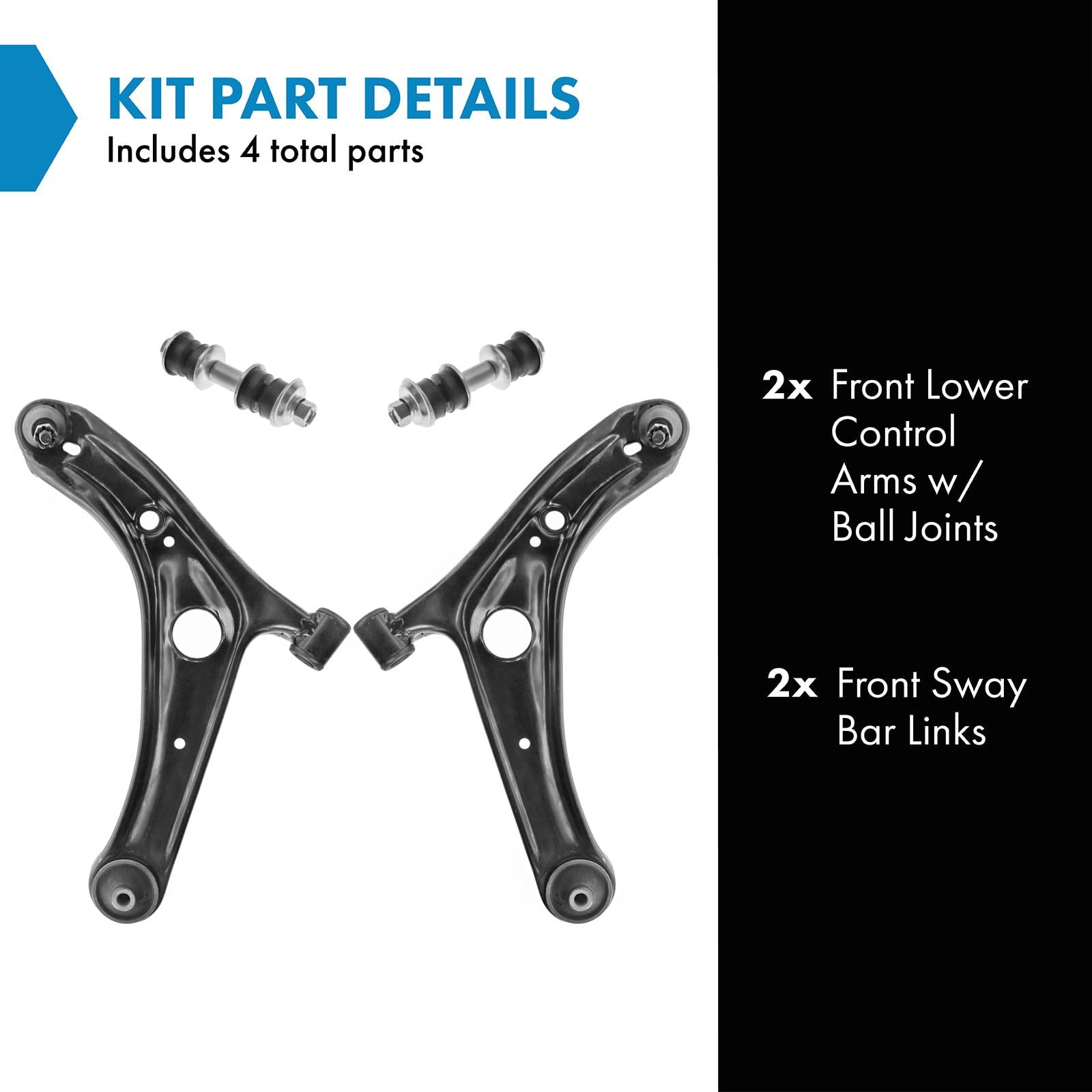 Trq Front Suspension Kit Control Arm With Ball Joint Sway Bar Stabilizer Link Compatible With 2004-2006 Scion Xa Xb