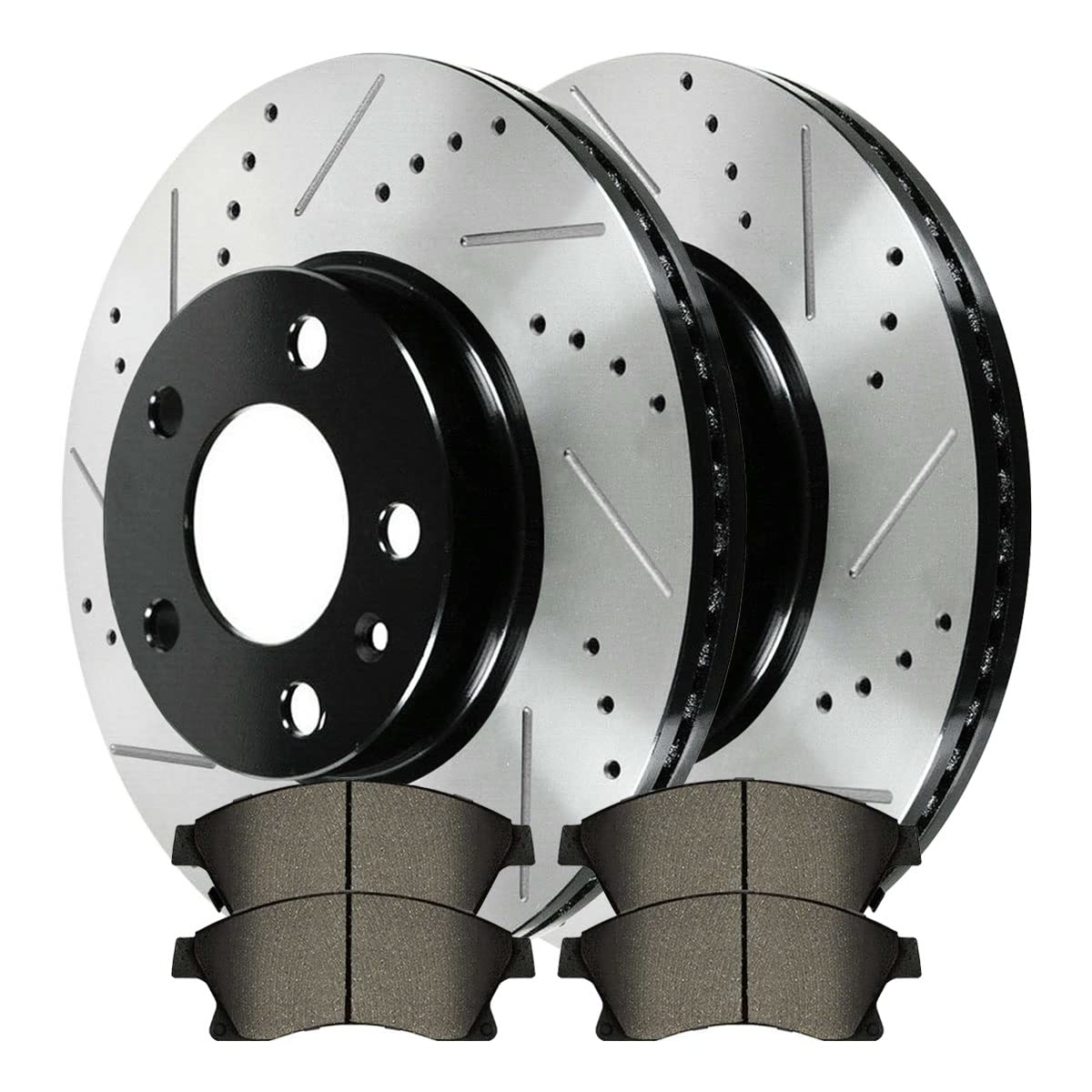 Autoshack Front Drilled And Slotted Brake Kit Rotors Black And Ceramic Pads Pair Of 2 Driver And Passenger Side Replacement For Chevrolet Cruze Limited 2011-2015 Cruze 2012-2017 Sonic Scd1522Pr65187Lr