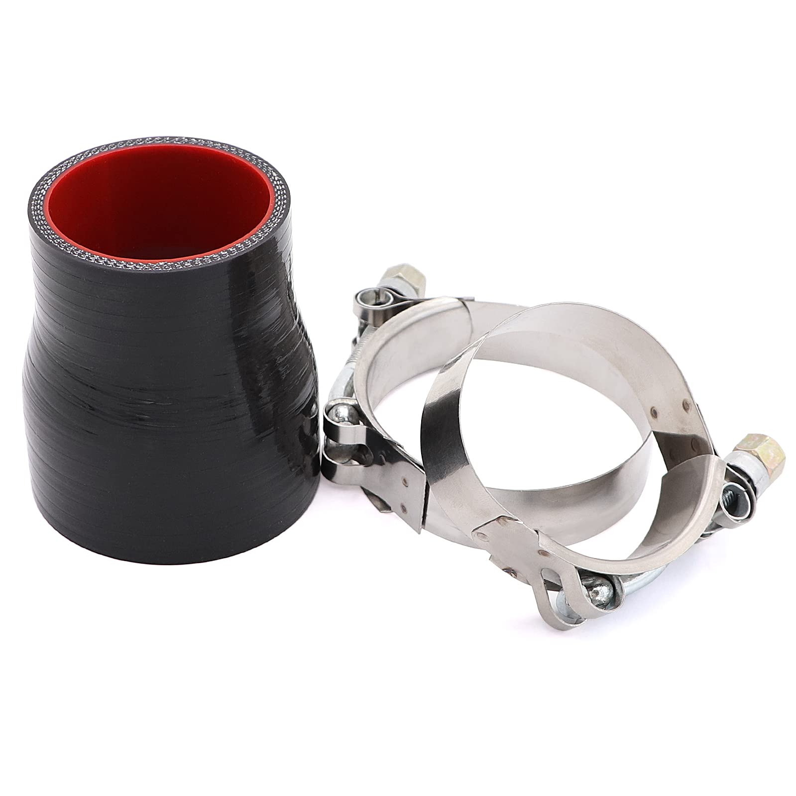 Straight Reducer Coupler Silicone Hose Id 2Inch To 2.5Inch 4-Ply With Stainless Steel T-Bolt Clamp For Turbo/Intercooler/Intake 