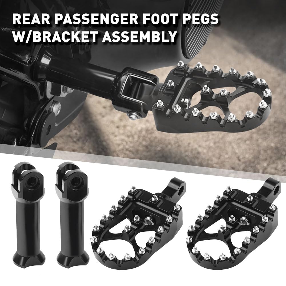 Newsmarts Black Rear Passenger Foot Pegs Footrest W/Bracket Assembly For Harley Softail Street Bob 2018-2020