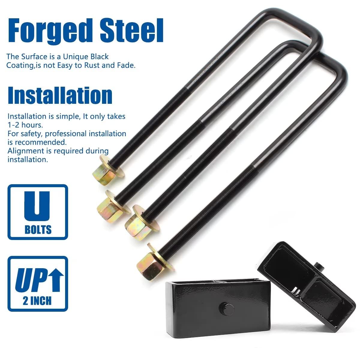 Gasupply 2'' Rear Leveling Lift Kits,Compatible With 1999-2023 Chevy Silverado 1500, Gmc Sierra Pickups, 2 Inch Forged Block Wit