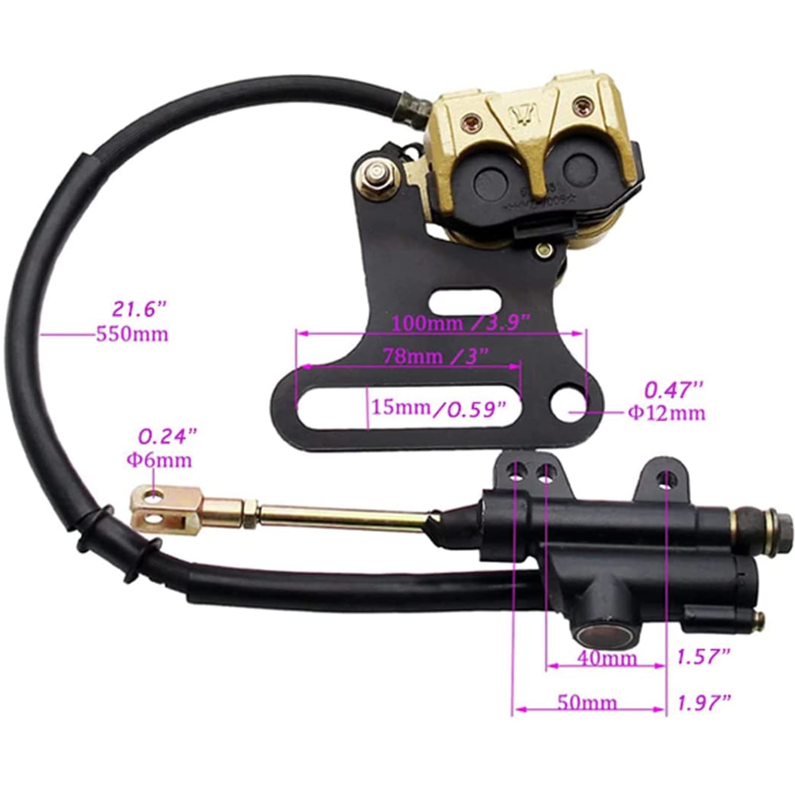 Pro Bat 12Mm Rear Disc Hydraulic Brake Master Cylinder Caliper For 70Cc 90Cc 110Cc 125Cc 140Cc 150Cc Ssr Pitster Pro Atomik Sikk