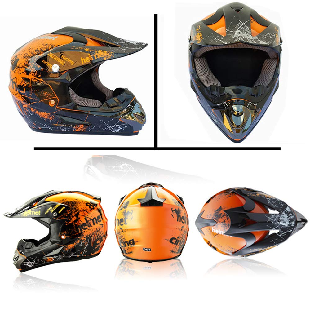 Atv Helmet,Womens Atv Helmet, 4 Wheeler Helmets For Adults,Motocross Helmet Women, Street Riding Dirt Bike Helmets, Utv Helmets For Adults Dot Approved (Orange, Small)