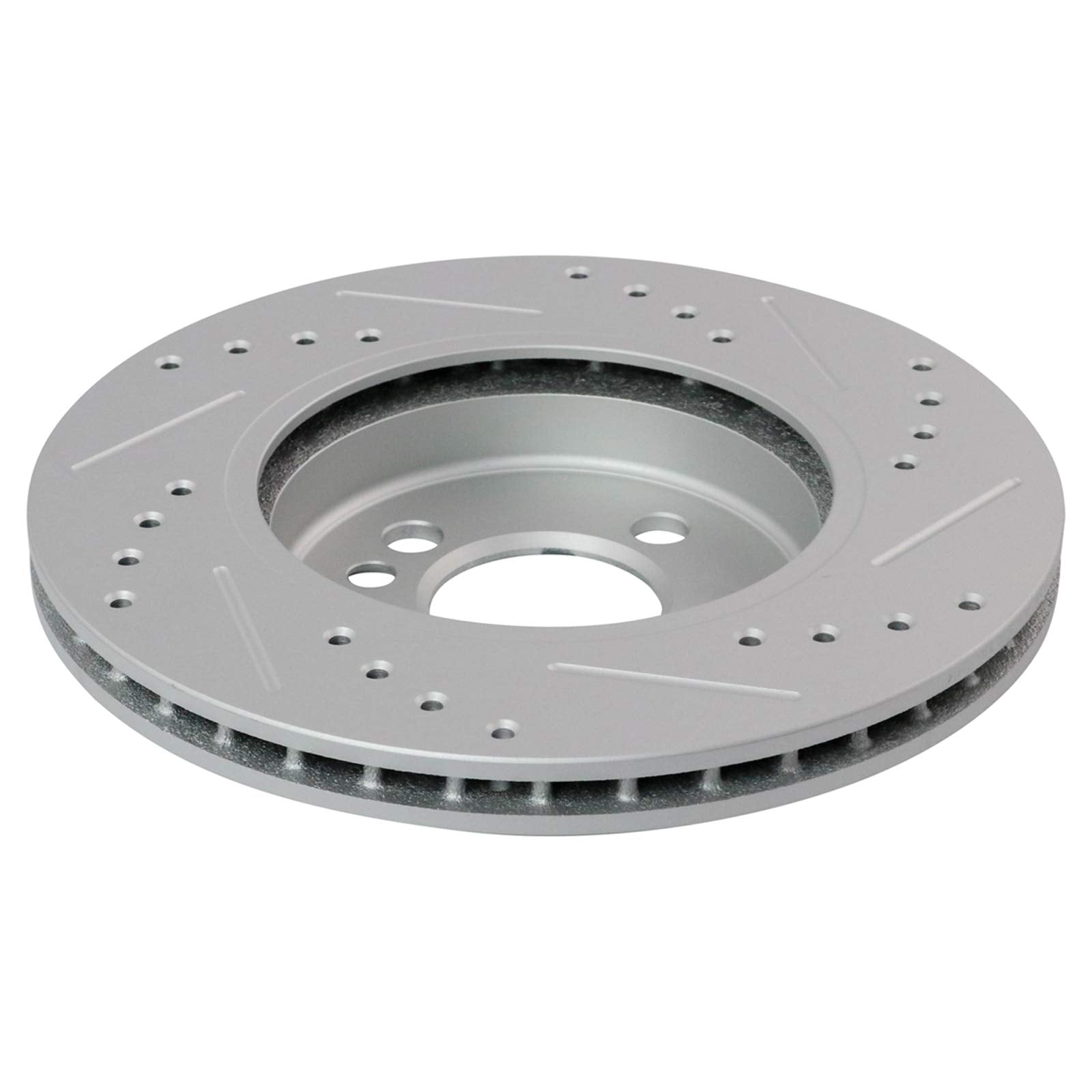 Trq Front Performance Brake Rotors Set Premium G-Coated Cross Drilled & Slotted Compatible With 2007-2015 Mini Cooper