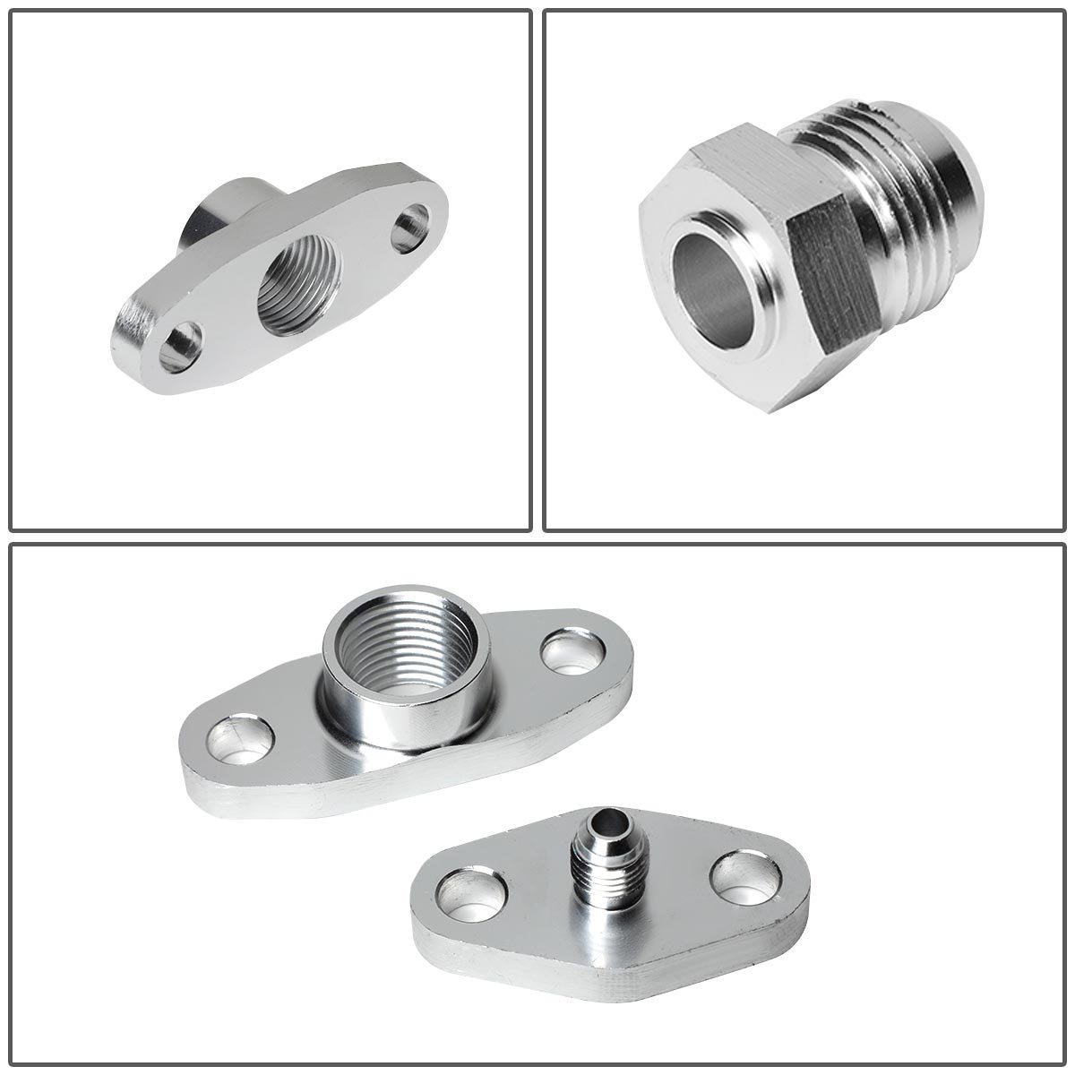 DNA Motoring OFL-KIT-008-SL Universal Turbo Charger Oil Drain/Feed Line Complete Kit,Silver