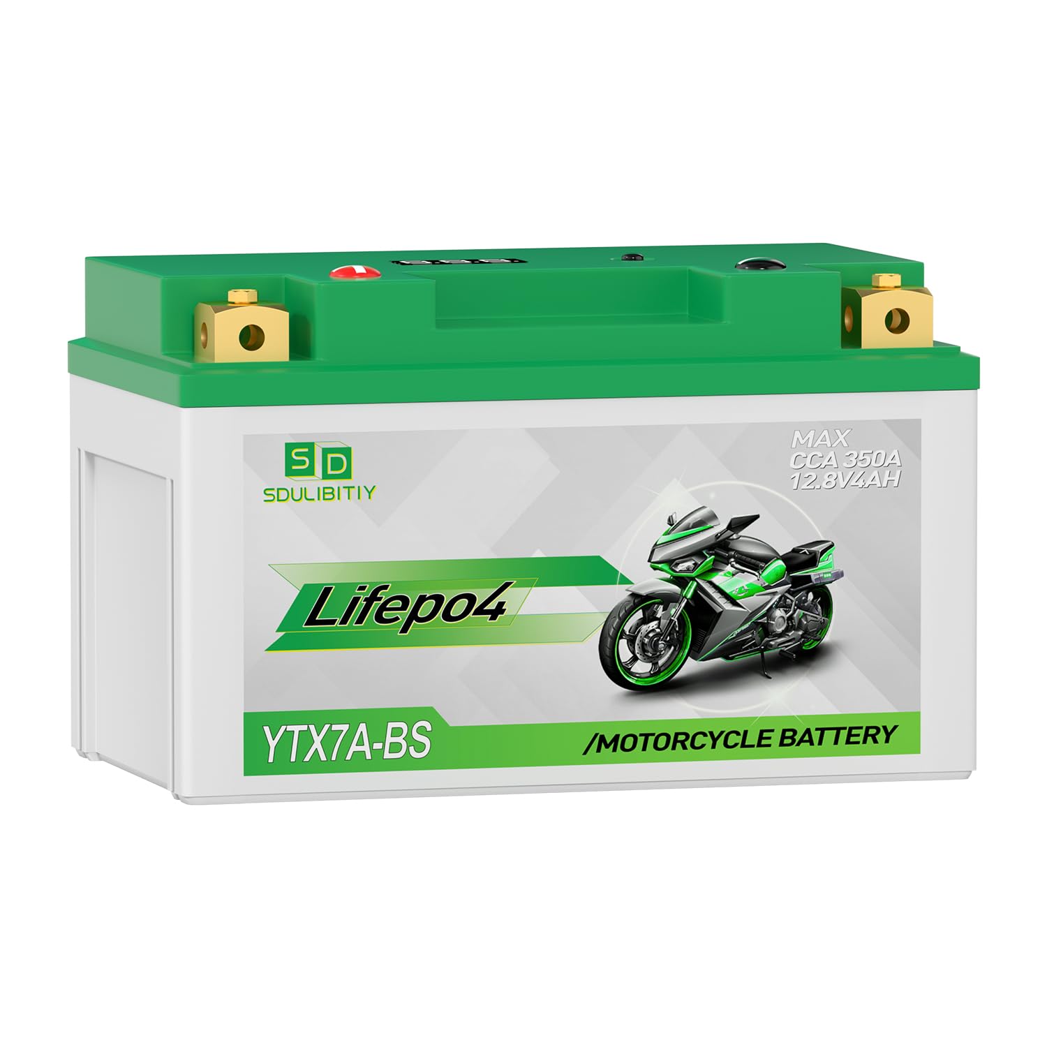 YTX7A-BS Lithium Motorcycle Battery 12.8V 4Ah 350CCA High Performance Lithium Powersports Battery with Smart BMS, Compatible Mot