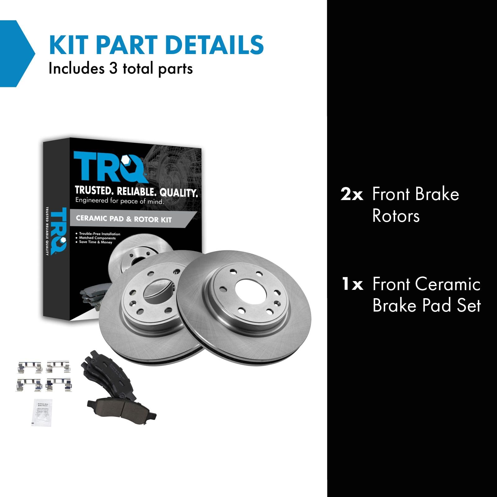 Trq Front Brake Pad & Rotor Kit Brake Pads Brake Rotor Ceramic Compatible With 2008-2017 Buick Enclave 2009-2017 Chevrolet Trave