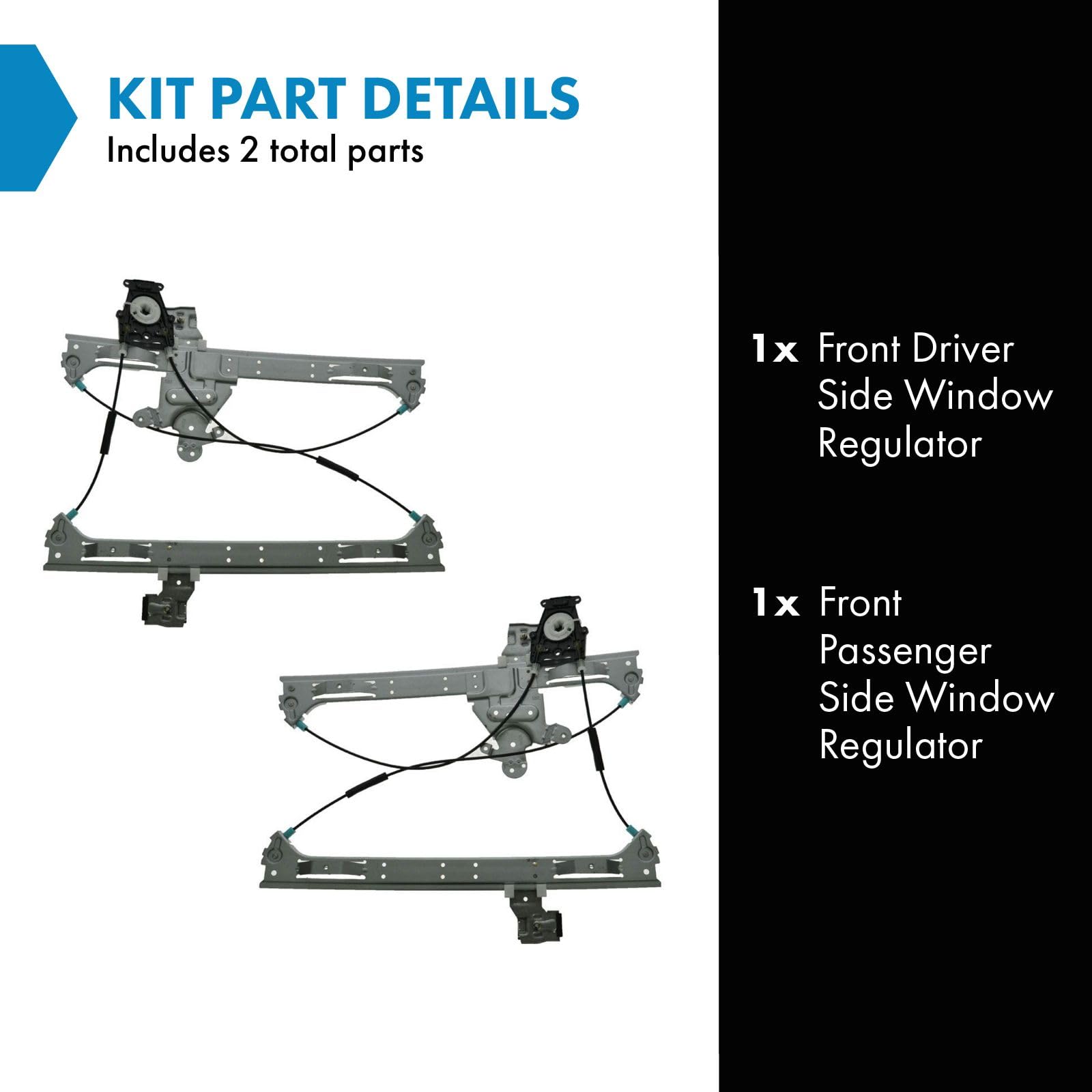 Trq Front Power Window Regulator Set Compatible With 04-07 Buick 02-09 Chevrolet Gmc 03-08 Isuzu 02-04 Oldsmobile 05-09 Saab