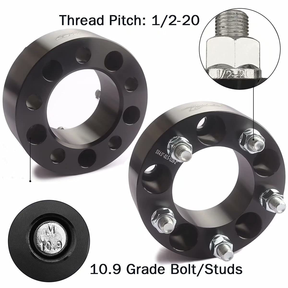 Gasupply 5X4.5 Wheel Spacers 2 Inch, 4Pcs 5X114.3 Wheel Spacers 50Mm Thick 82.5Mm Hub Bore 1/2-20 Studs, Compatible With Ford Ex