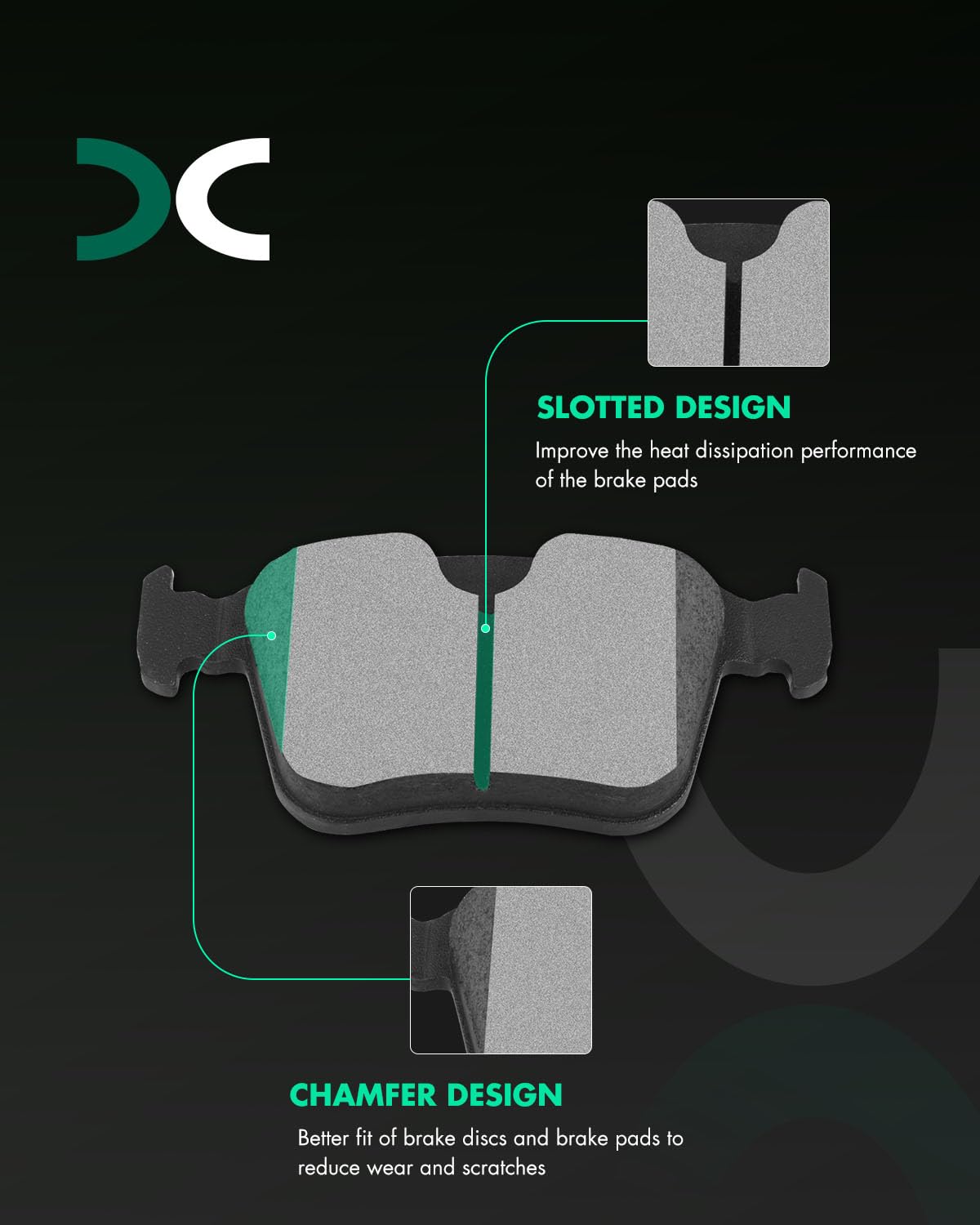 Scitoo Rear Disc Brake Pad Set 4Pcs W/Hardware Fit For Jaguar 2016 2017 2018 2019 2020 2021 2022,For Land Rover 2015 2016 2017 2