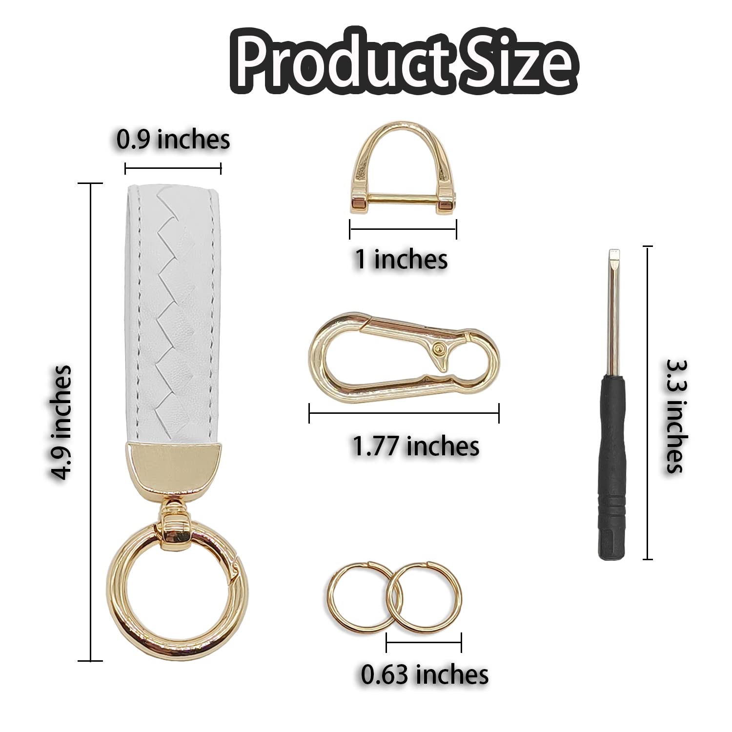 Car Keychain For Women Key Chains Women Men For Car Keys Fob Holder With Keyrings,D-Ring,Bling Clip And Carabiner Clip (White)