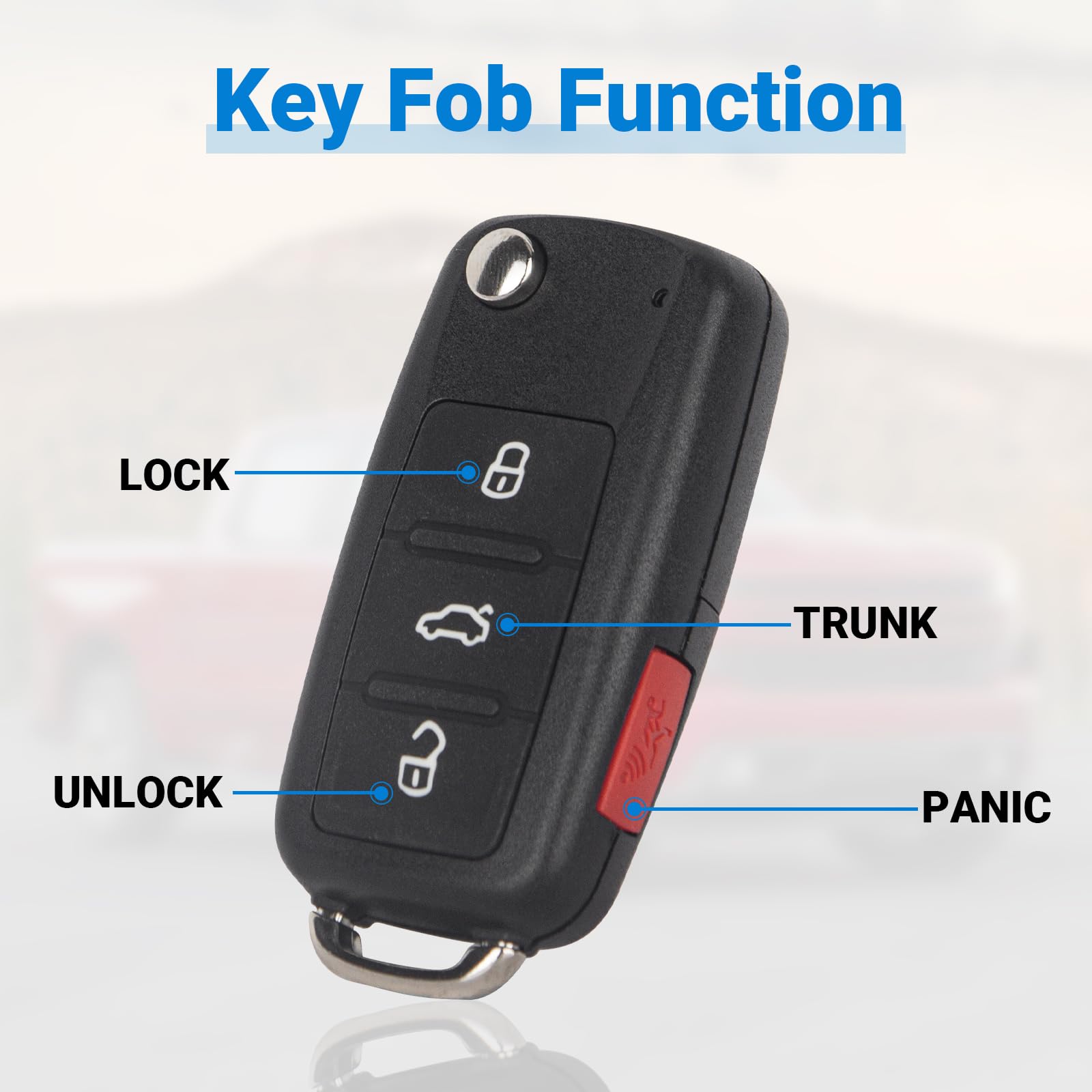 Key Fob Remote Compatible with 2011-2016 VW Volkswagen Tiguan Touareg Jetta Beetle CC Eos Golf GTI Passat Car Key Replacement (N