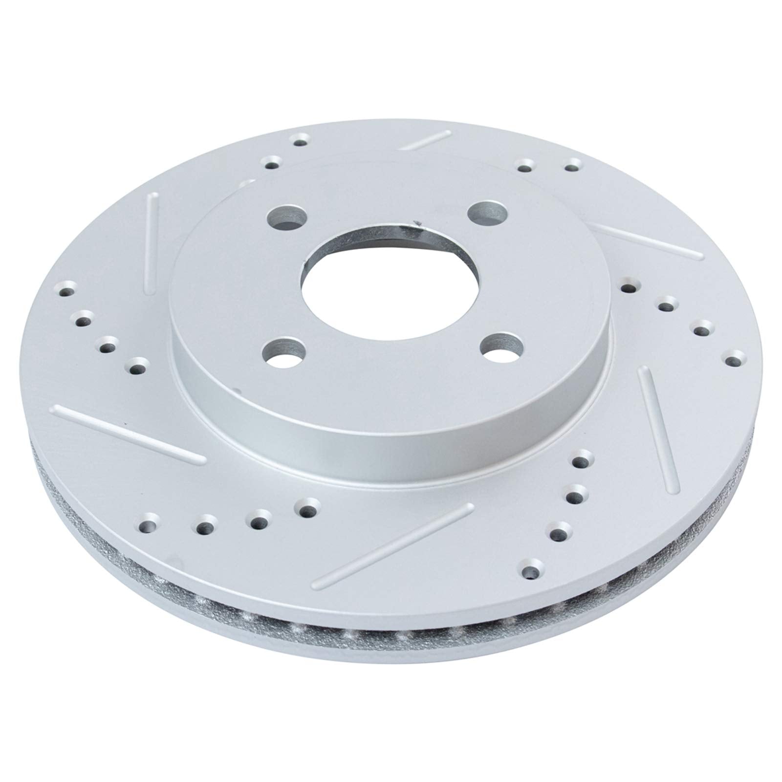 Trq Front Performance Brake Rotors Set Premium G-Coated Cross Drilled & Slotted Compatible With 2005-2010 Chevrolet Cobalt 2007-