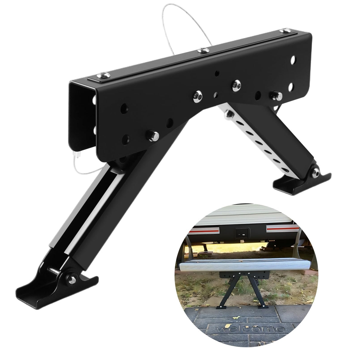 Tesmirror RV Step Stabilizer for Camper Steps RV Step Support stabilizer Stair stabilizer Accessories for Travel Trailers, Heigh