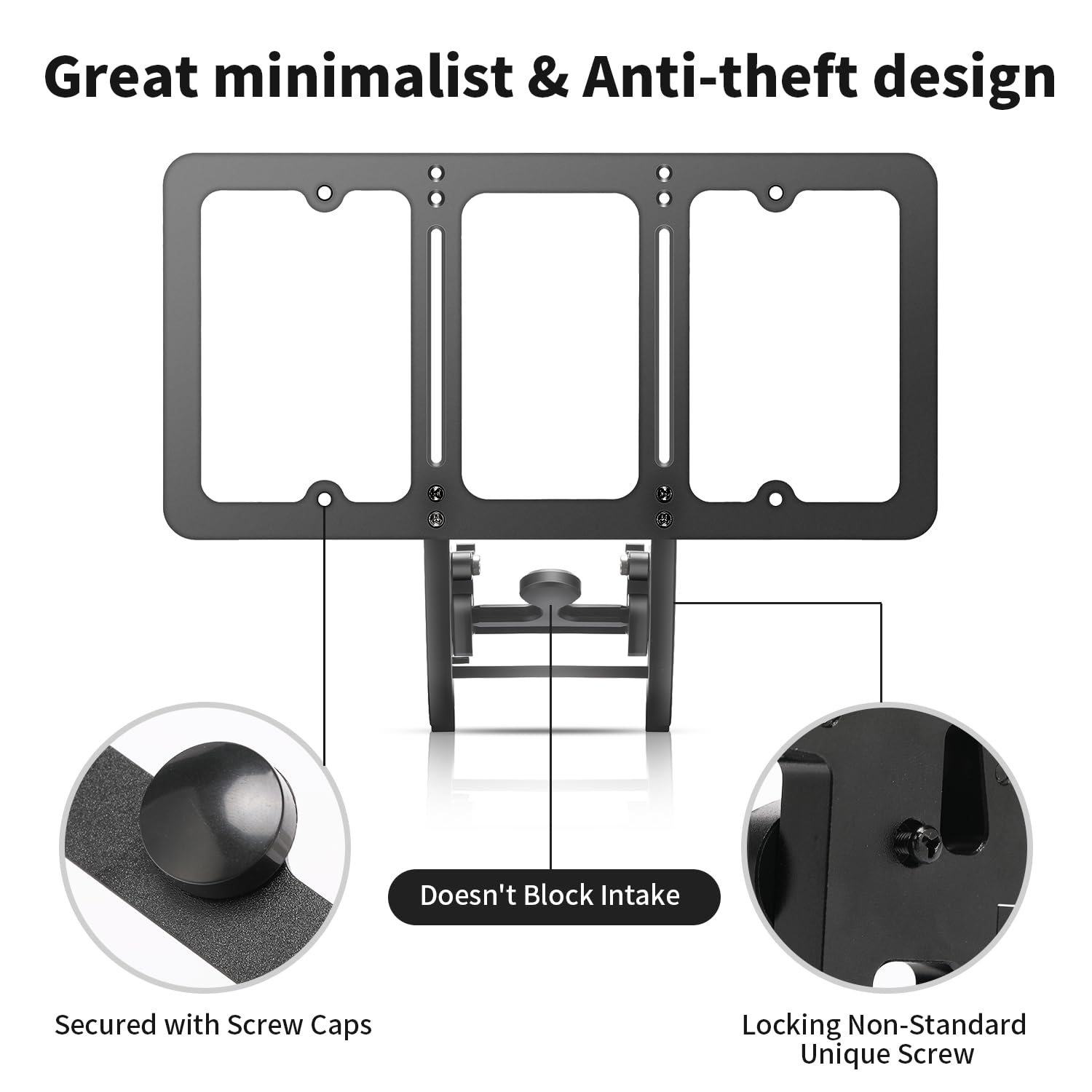 TesFram No Drill Front License Plate Holder for Tesla Model Y (2020-2024) - Height-Adjustable, Aluminum, Anti-Theft Bracket Mounting Kit
