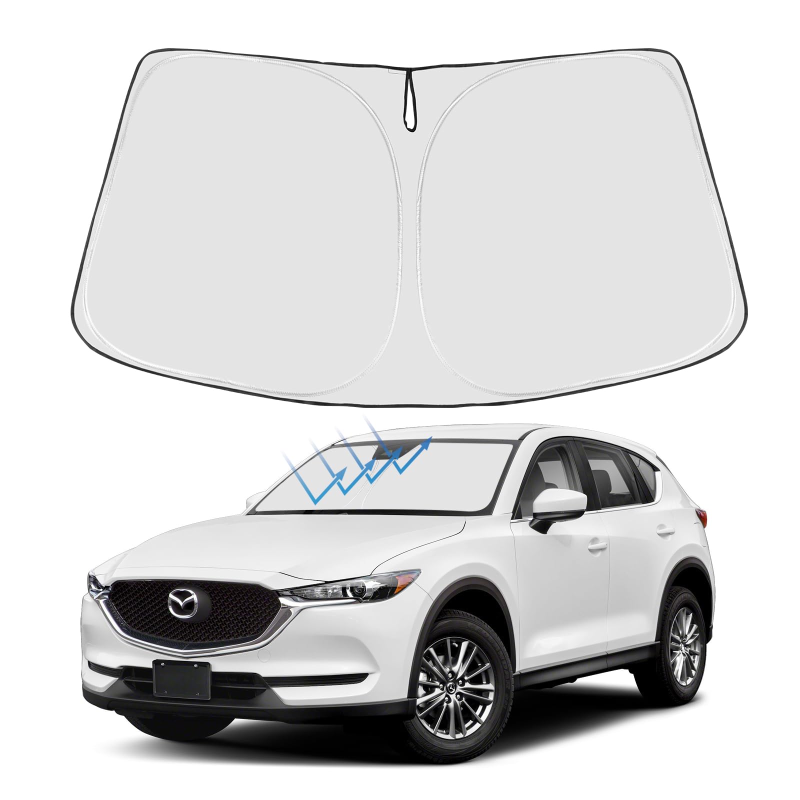 Proadsy 2024 Upgrade Front Windshield Sun Shade Foldable Sunshade Protector Custom Fit 2017-2024 Mazda CX5 CX-5, Sport, Touring,