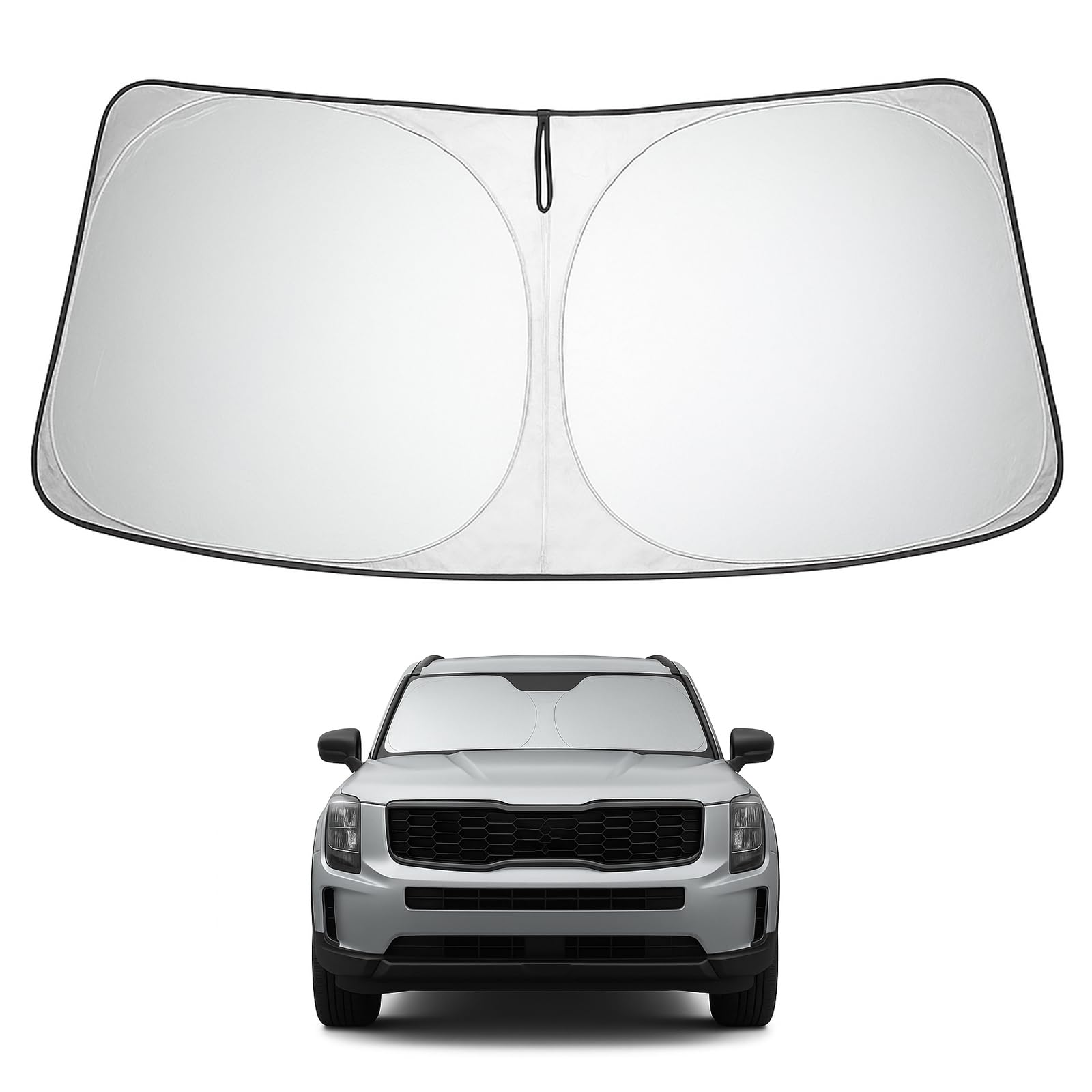 Proadsy 2025 Upgrade Windshield Sun Shade Custom Fit Kia Telluride 2020-2024 2025 4-Layer Foldable Front Sunshade Protector Sun