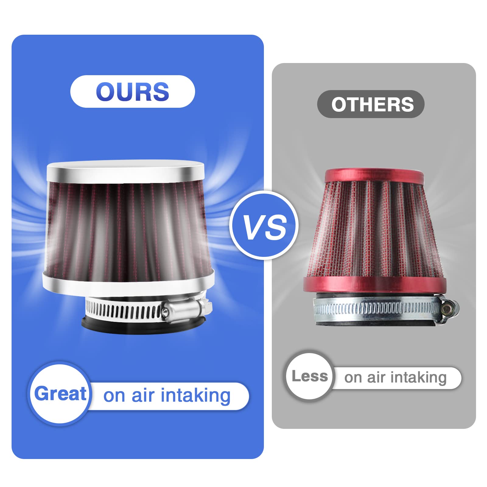 2Pcs Motorcycle Air Filter Universal 38Mm Replacement Engine Filter Dirt Bike High Performance Air Filters Fit Motocross Carbure