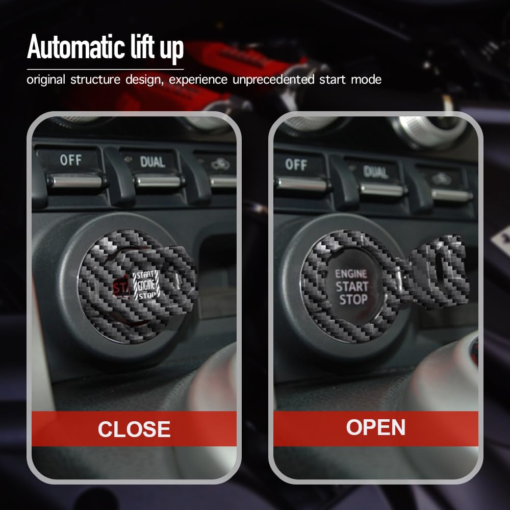 ???????????????? | Tybasthe Push Start Button Cover, Carbon Fiber Car Engine Start Stop Button Cover Protector, Cool Car Accesso