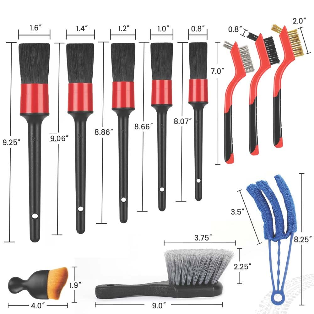 Aptleou Car Detailing Brush Set, 11Pcs Car Detailing Kit Includes Car Interior Detailing Brushes, Car Wheel & Tire Brush For Rim
