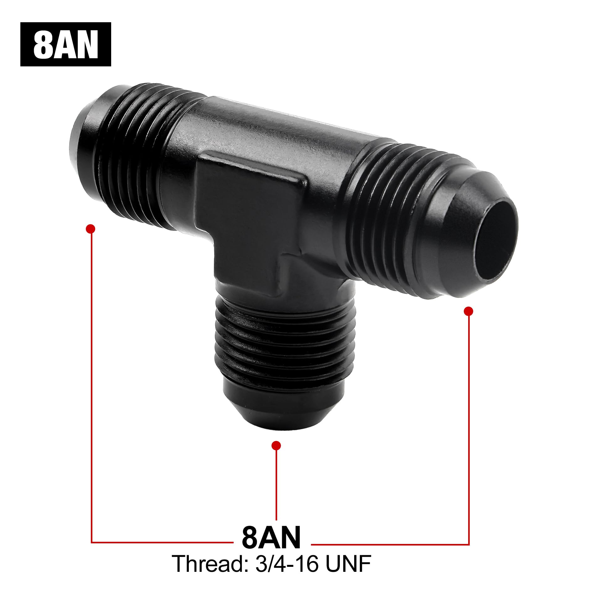 Evil Energy 8An Male Flare Tee Fitting Adapter T Union Aluminum Black