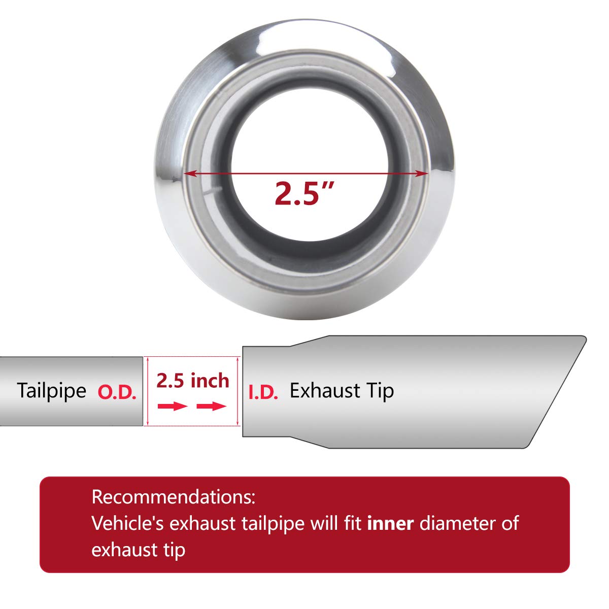Lcgp 2.5 Inch Inlet Exhaust Tip,2.5' Inlet X 4' Outlet X 18' Overall Length Weld On Universal Stainless Steel Polished Diesel Exhaust Tailpipe Tip 2 Pcs