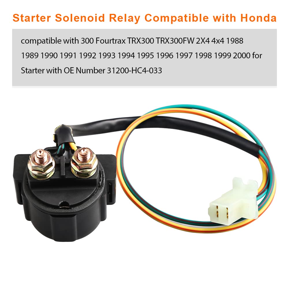 WATERWICH Starter Solenoid Relay Compatible with Honda 300 Fourtrax TRX300 TRX300FW 2X4 4x4 1988 1989 1990 1991 1992 1993 1994 1