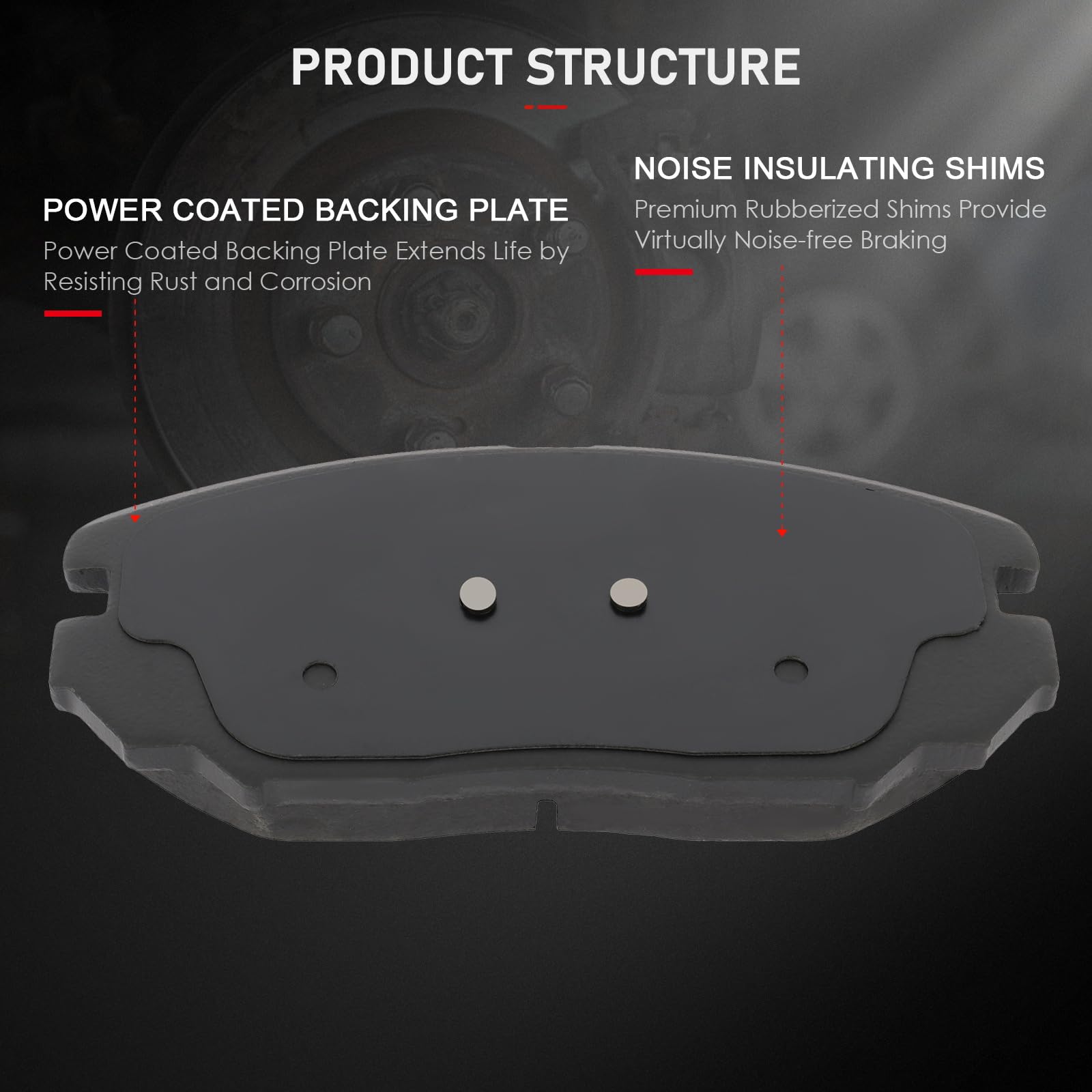 Cciyu D1125 Front Ceramic Disc Brake Pads Kit For Toyota Corolla 2009-2019 4Pcs