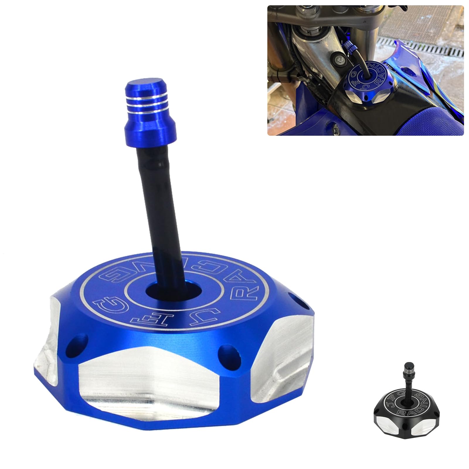 Jfg Racing Dirt Bike Billet Gas Fuel Tank Cap With Vent Hose For Yz85 Yz125 Yz250 04-23/Yz250F Yz450F 04-13/Yz125X 17-23/Yz250X 16-23/Wr250F 03-09 11-13/Wr450F 03-09 11-15/Rmz250/Rmz450-Blue