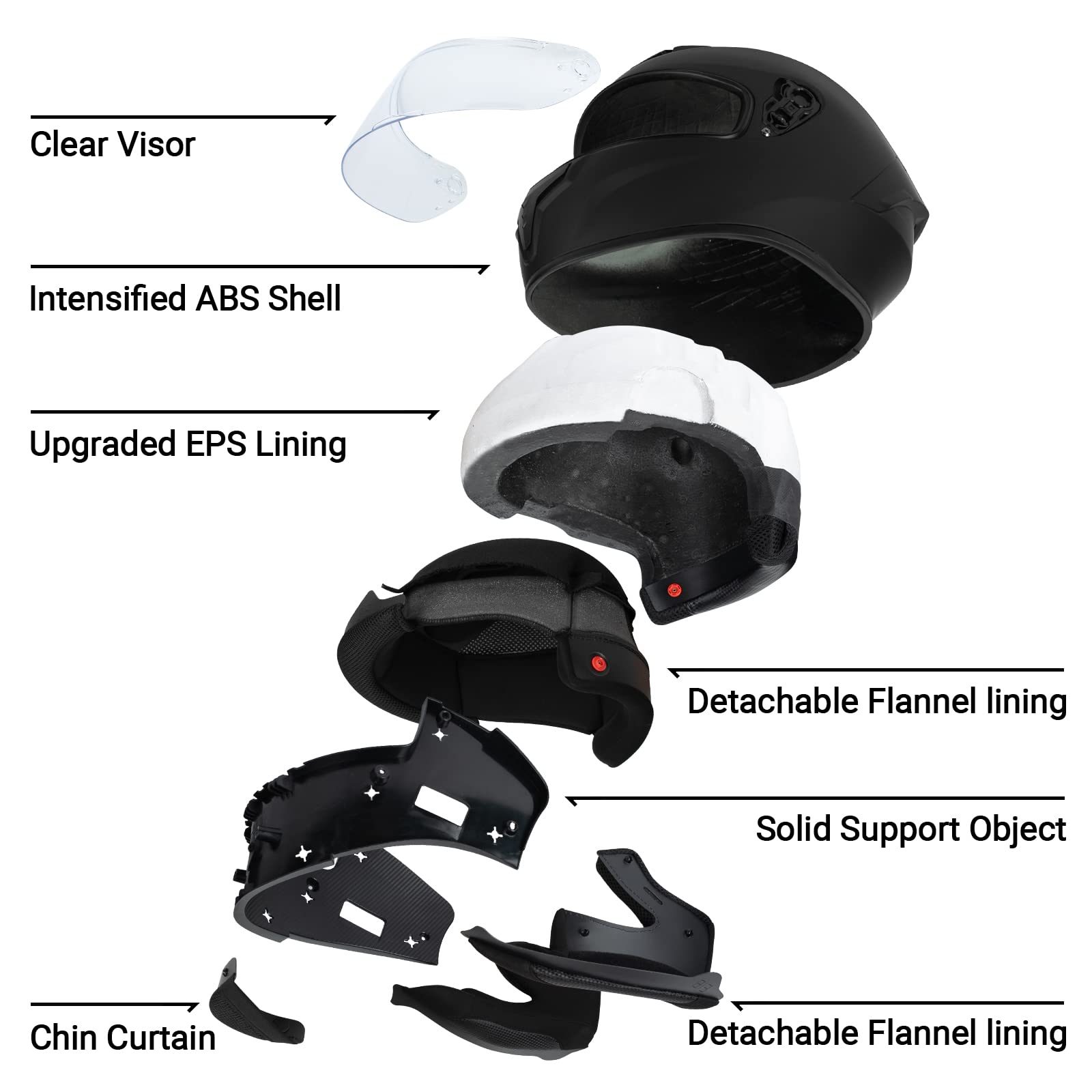 Favoto Motorcycle Full Face Helmet DOT Approved, Lightweight ABS Shell, Anti-Fog Film Included, Flip-Up Visor Lightweight Motorc