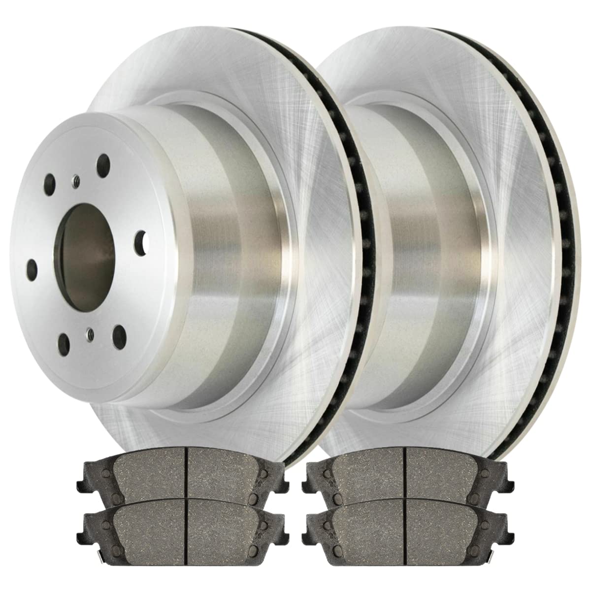 Autoshack Pair Of 2 Rear Brake Rotors And Performance Ceramic Pads Set Driver And Passenger Side Replacement For Gmc Sierra 1500 Yukon Xl Chevrolet Tahoe Suburban 2014-2018 Silverado 1500 4Wd Brkpk592