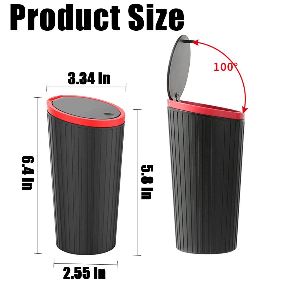 Auceli Car Cup Holder Trash Can With Lid, Mini Garbage Bin For Auto Door Pocket, Leakproof And Waterproof, Multipurpose Portable Small Storage Organizer, Car Interior Accessories Essential (Red)