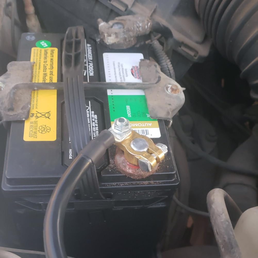 Ampper Brass Battery Terminal Connectors, Top Post Battery Terminals Clamp Set For Marine Car Boat Rv Vehicles (1 Pair)