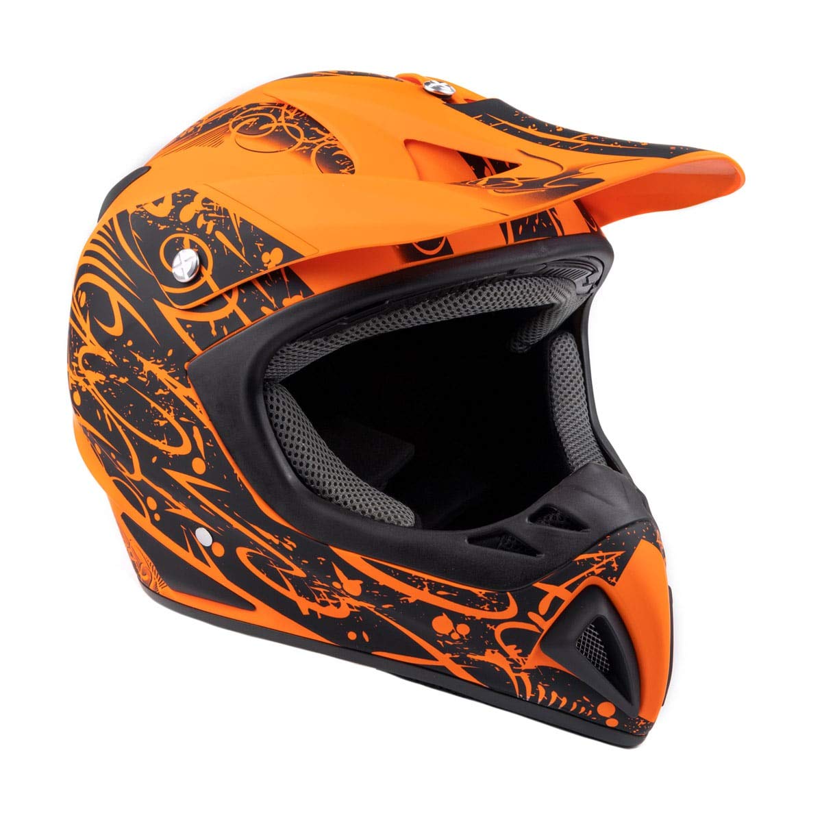 Typhoon Adult Atv Mx Helmet Goggles Gloves Gear Combo Matte Orange W/ Black ( Small )
