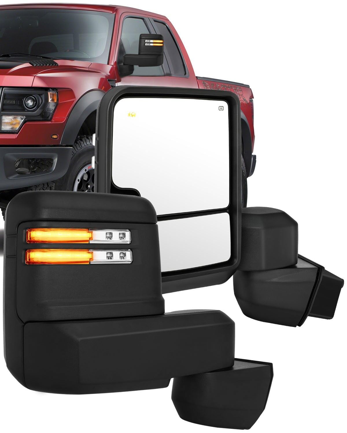 Eccpp Towing Mirrors Tow Mirrors With 2019-2022 For Gmc For Serria 1500 Power Heated Turn Signal Width Puddle Running Back-Up Light Temp Sensor Black Pickup Truck Mirrors