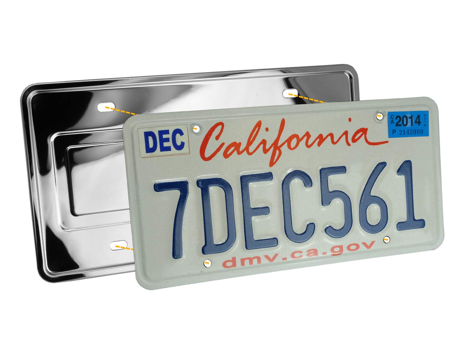 Lfparts Stainless Steel License Plate Backing Reinforce Holder/Bracket (Chrome)